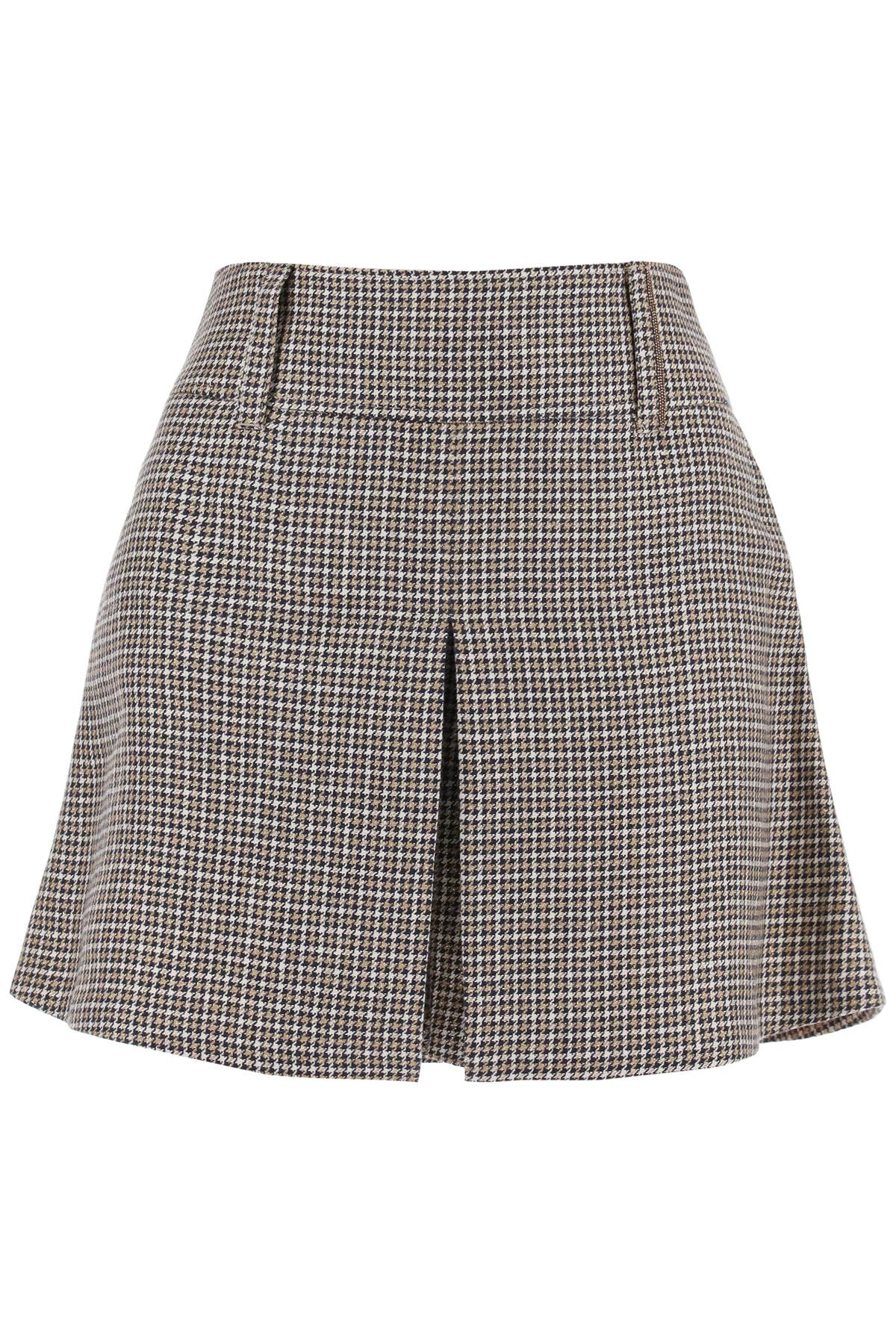 Brunello Cucinelli Skort With Houndstooth Motif In Beigeblutabaccooro (beige)