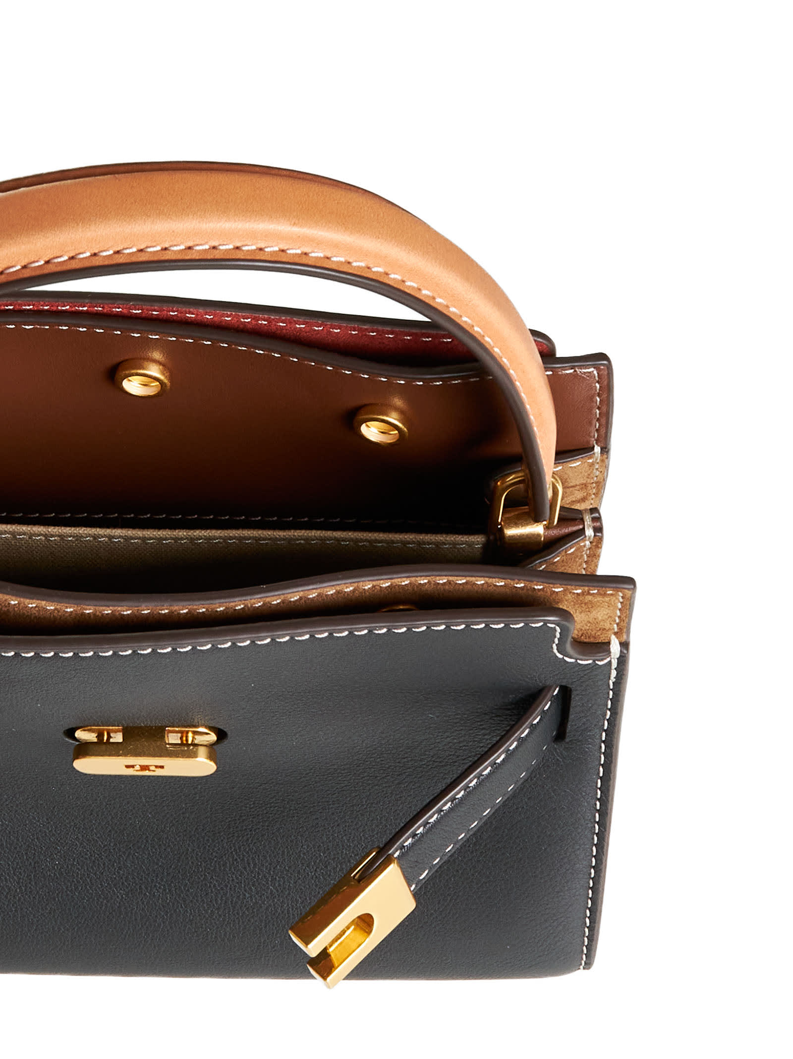 Tory Burch Lee Radziwill Black Leather Bag In Black