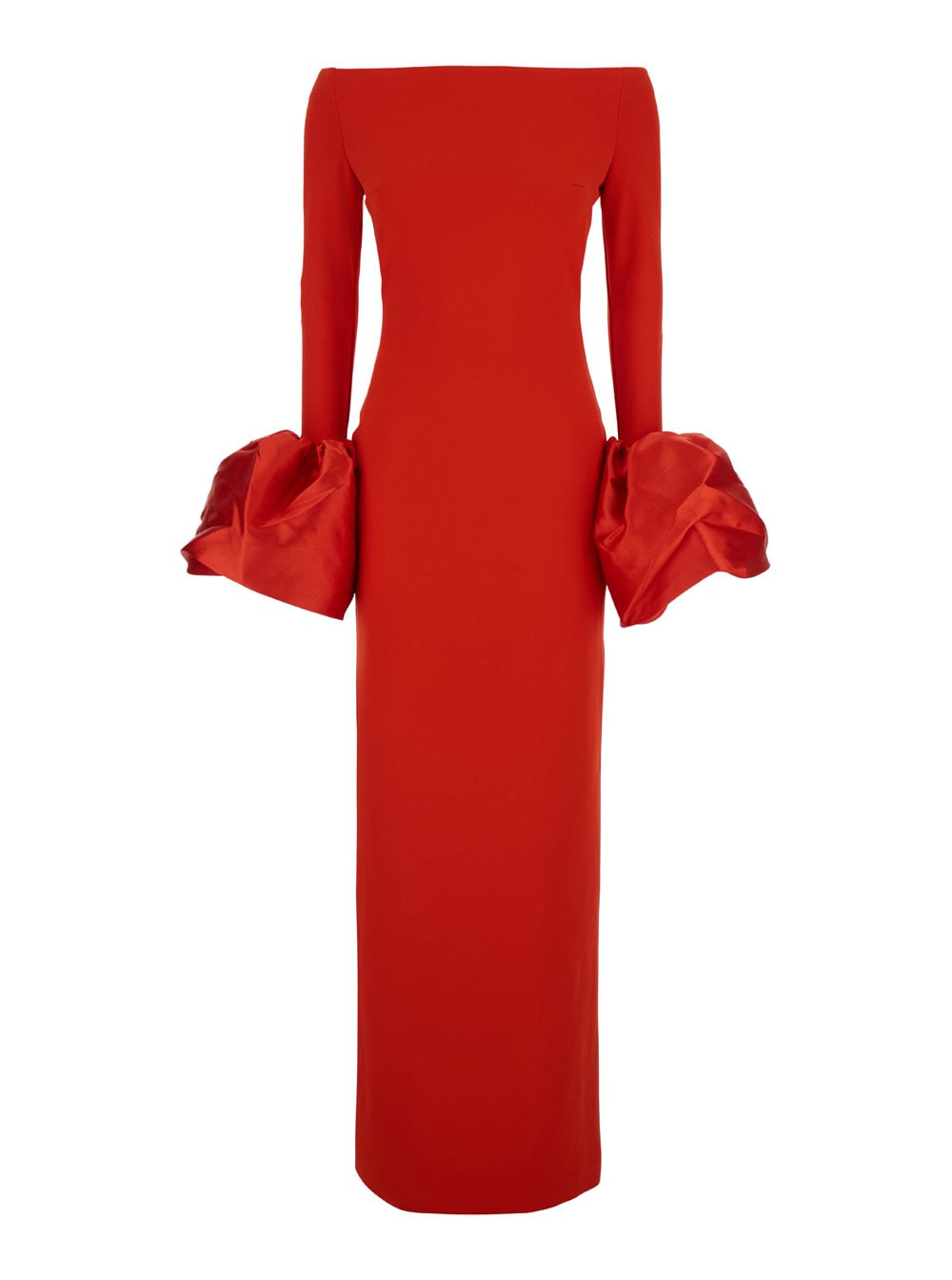 Solace London Talia Maxi Red Dress With Oversized Cuffs In Crepe Woman
