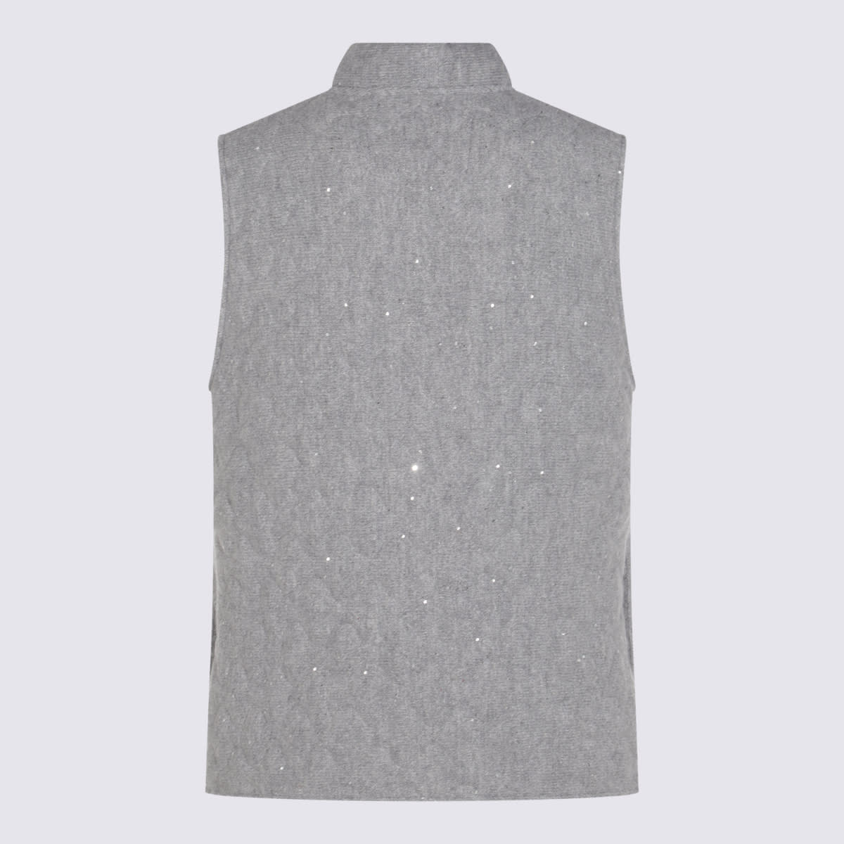 Fabiana Filippi Quilted Vest With Sequin Embellishments And Stand Collar In Gray