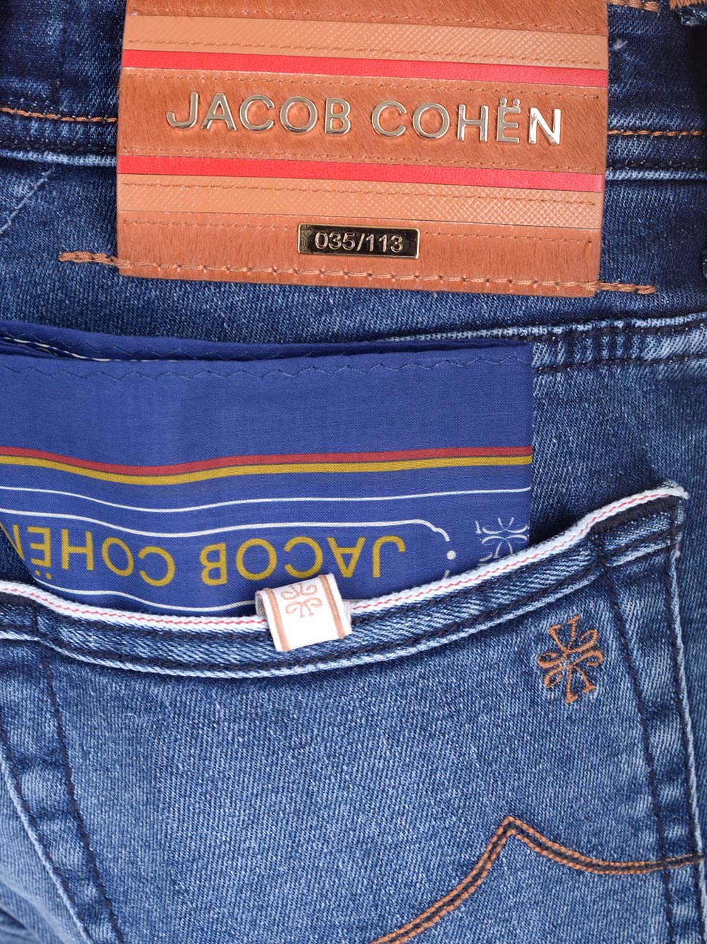 Shop Jacob Cohen Dark Blue Raffato Jeans