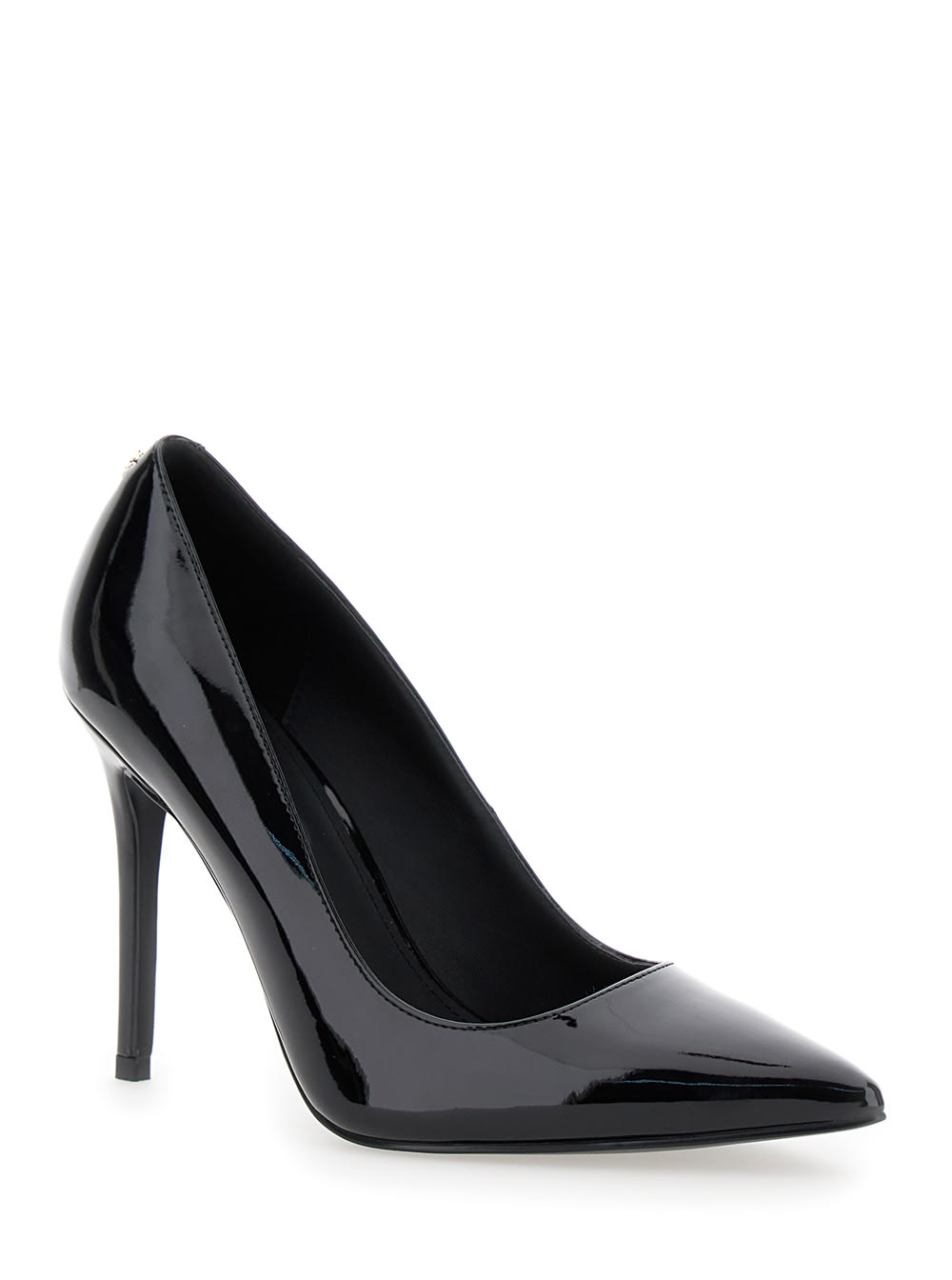 Shop Pinko Juliette Stiletto Pumps With Logo Detail In Patent Leather Woman In Black