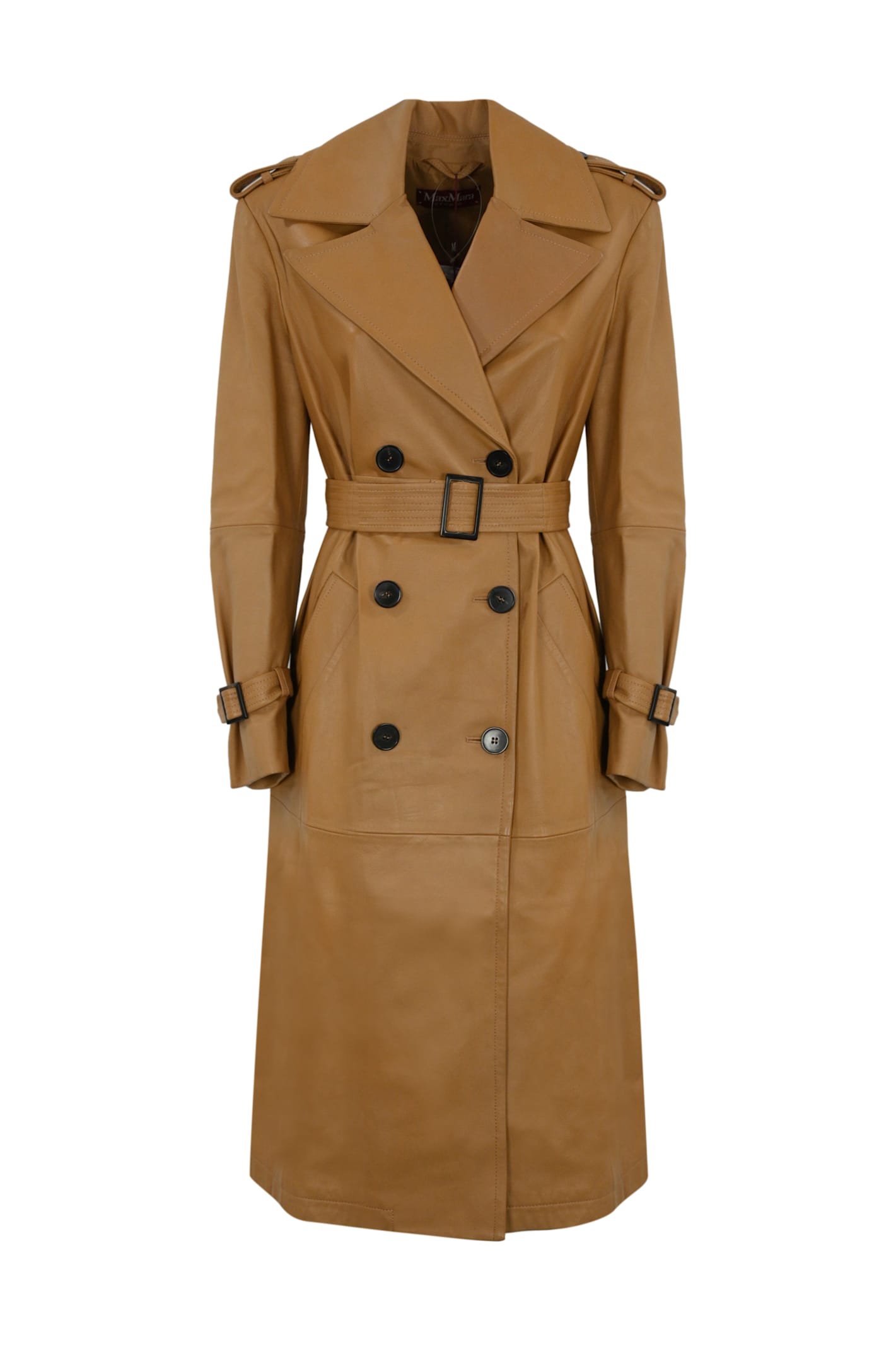 Shop Max Mara Mangiaro Nappa Trench Coat In Caramello