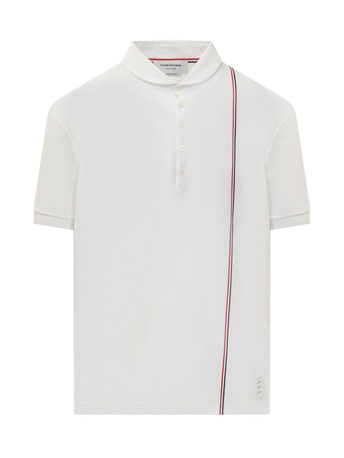 Shop Thom Browne Rwb Striped Short-sleeved Polo Shirt In White