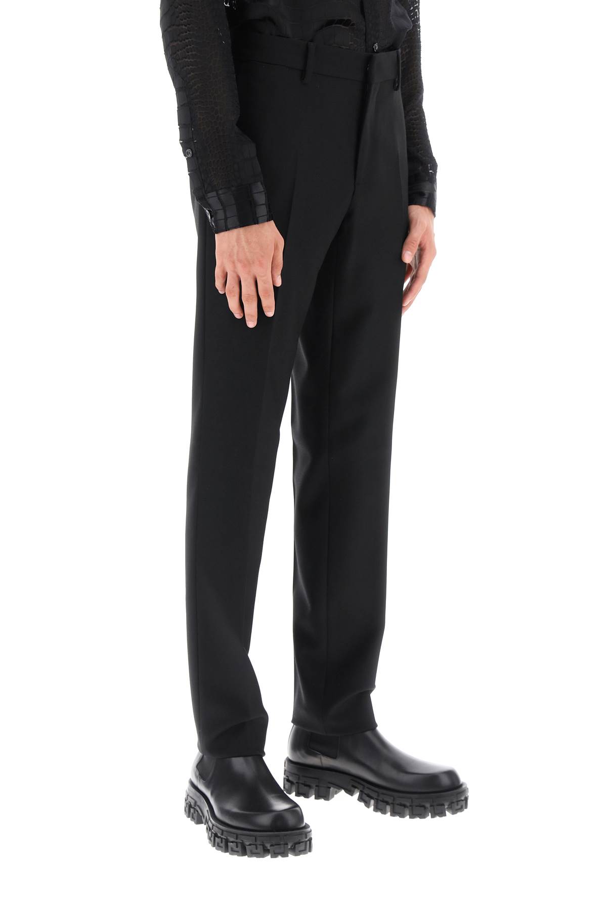 Shop Versace Tailoring Cigarette Pants In Black (black)