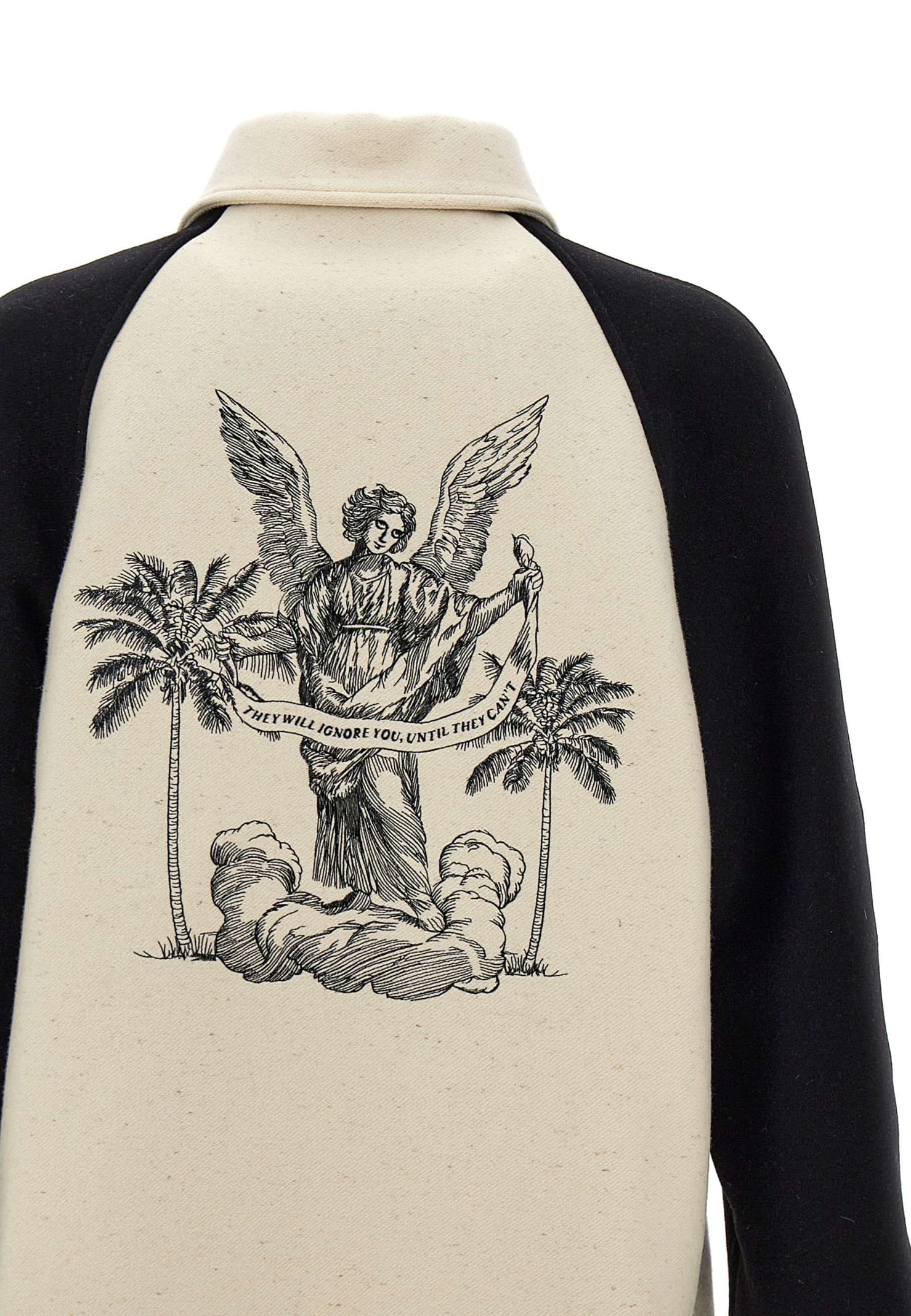 Shop Palm Angels University Wool Bomber Jacket In Butter Bla