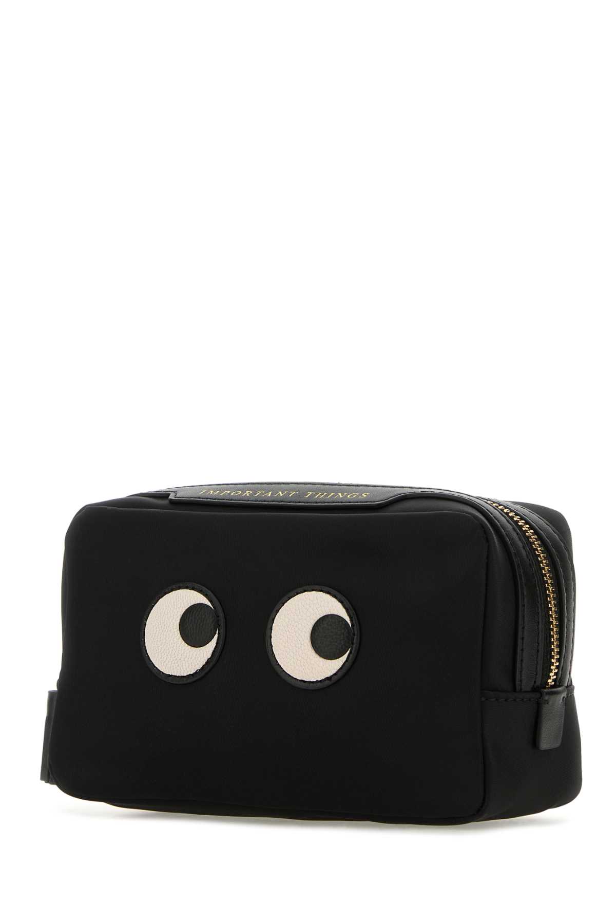 ANYA HINDMARCH BLACK NYLON IMPORTANT THING POUCH
