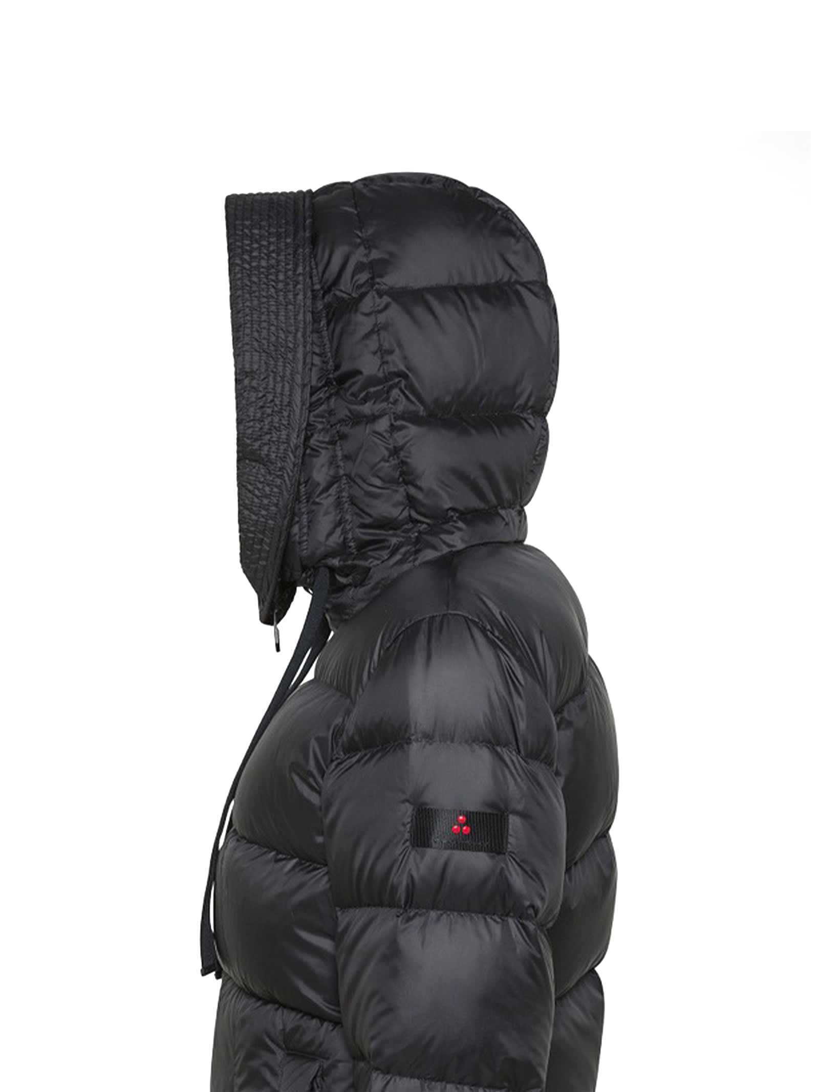 PEUTEREY NUNKI BLACK LONG DOWN JACKET WITH HOOD 