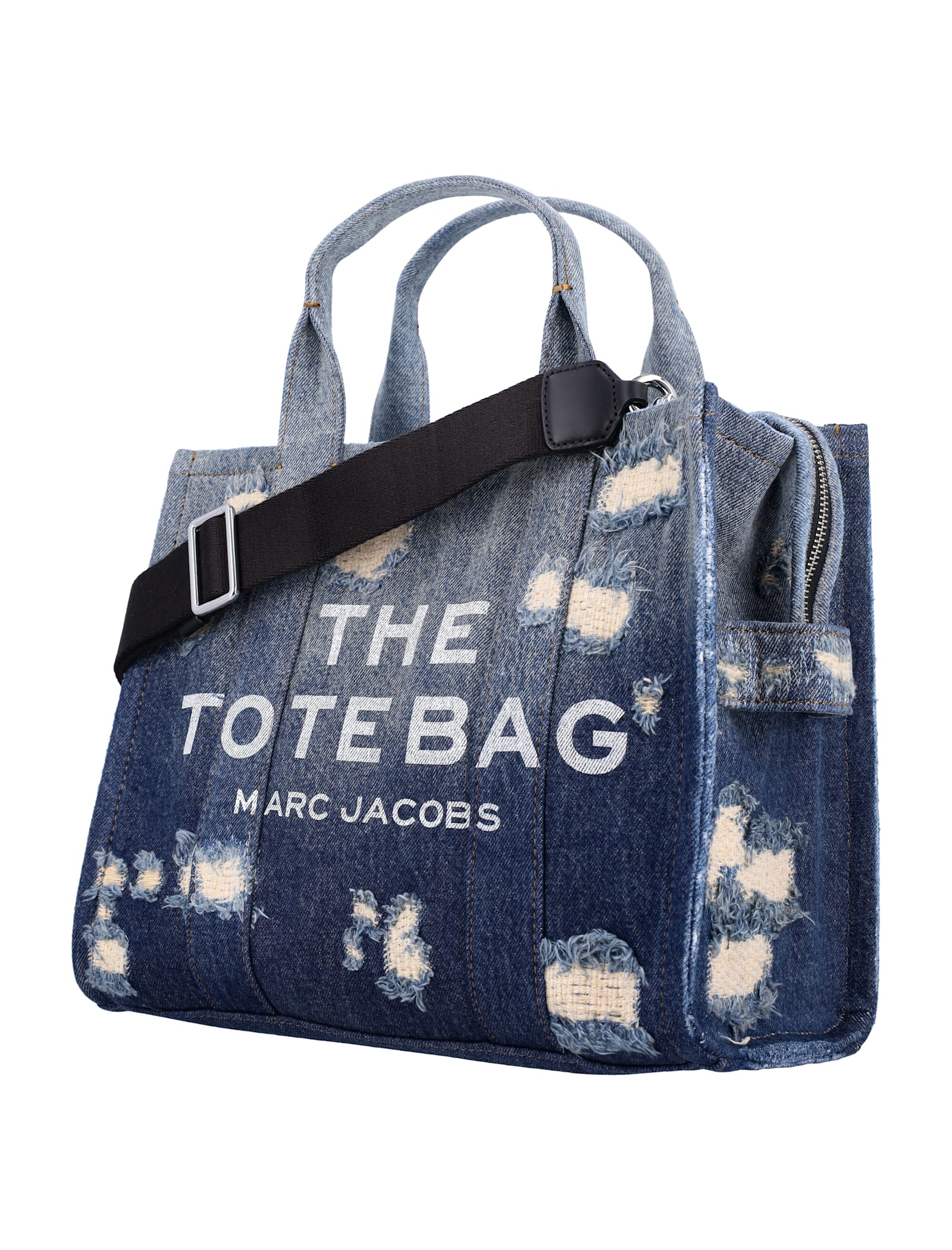 Shop Marc Jacobs The Rip And Repair Denim Medium Tote Bag In Punk Indigo