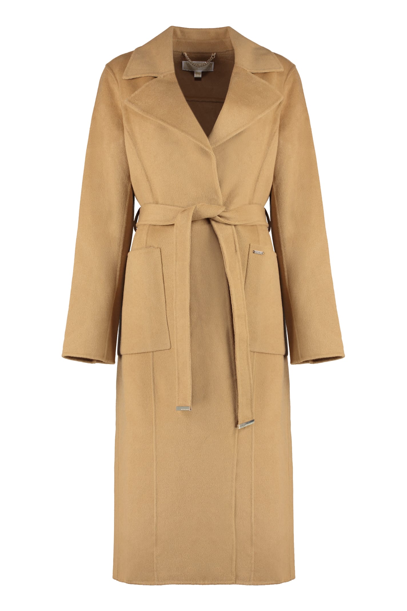 Michael Michael Kors Belted Wool-blend Coat In Camel