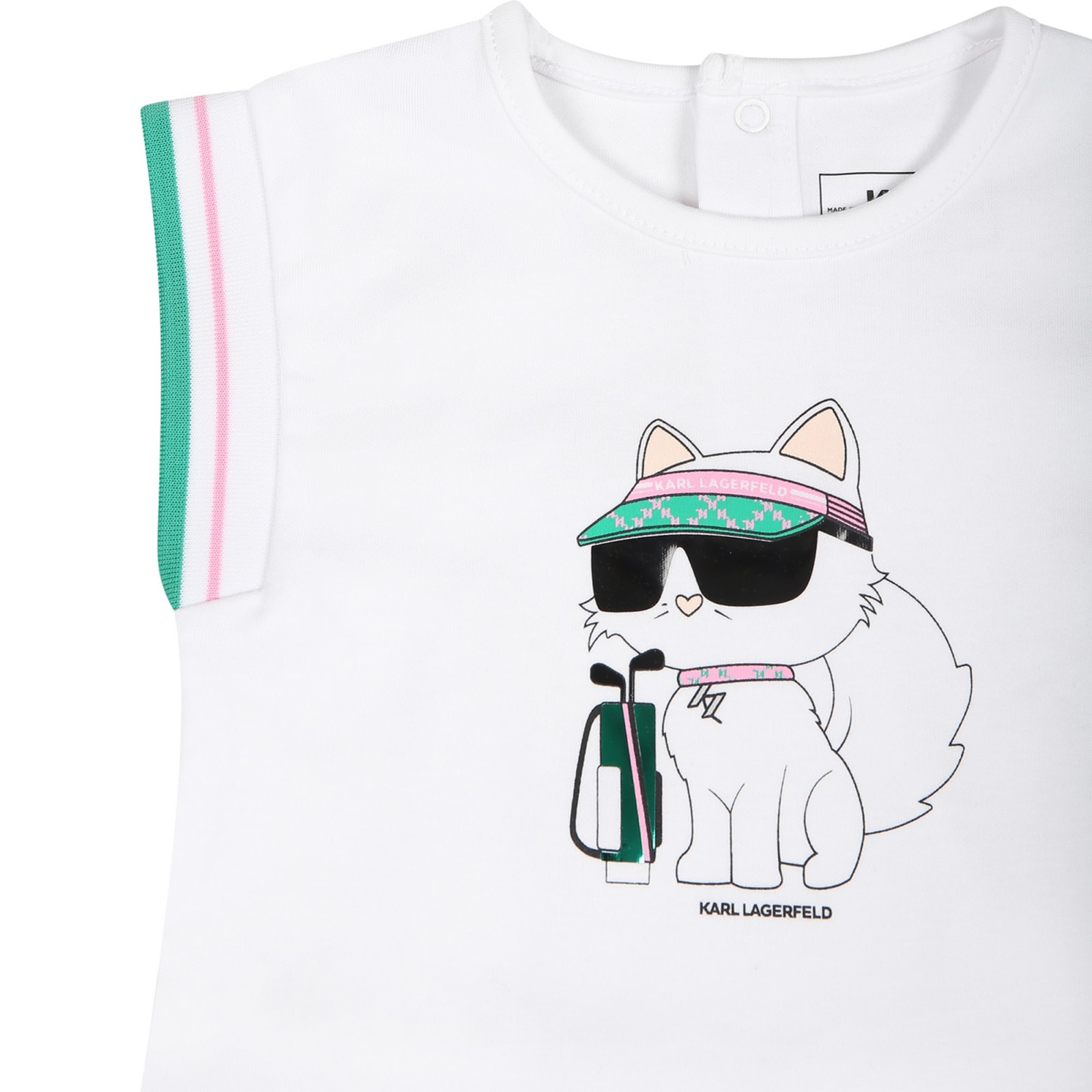 Shop Karl Lagerfeld Pink Suit For Baby Girl With Choupette And Logo