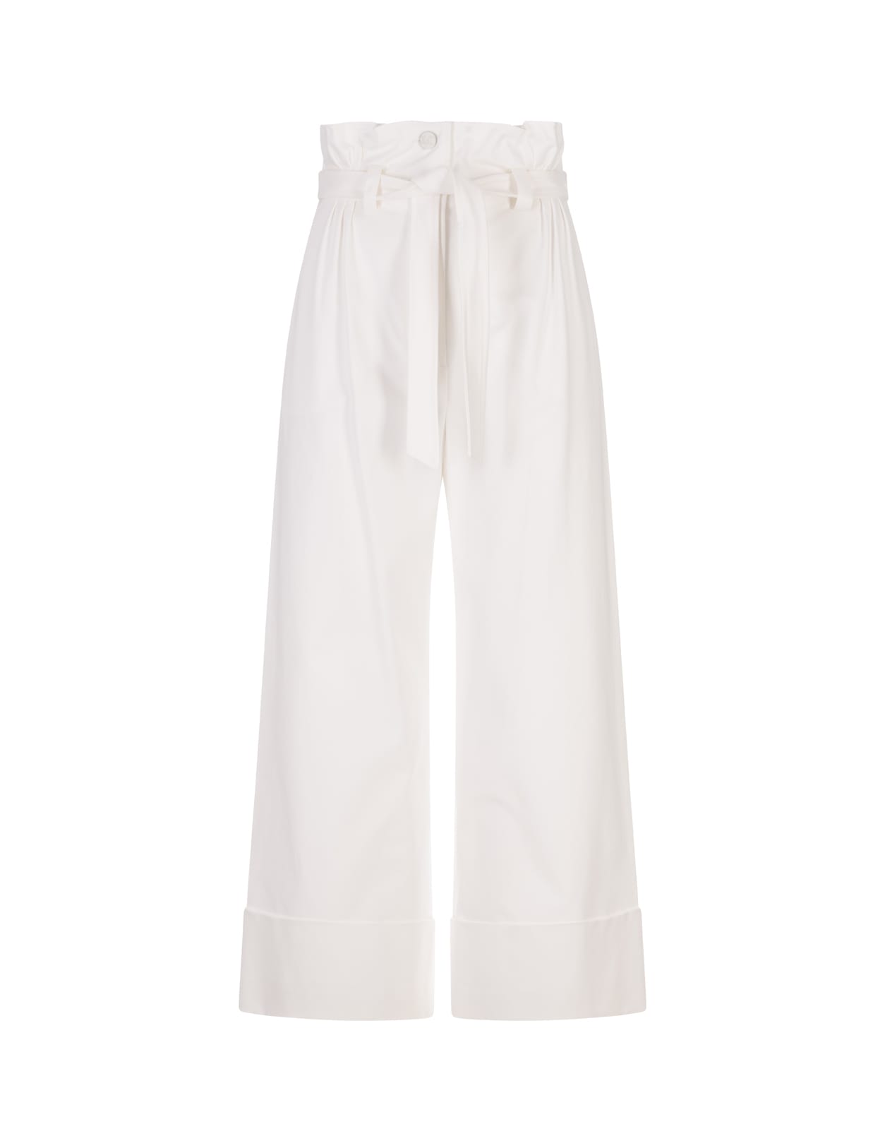 Max Mara Albore Stretch Cotton Crop Flare Trousers In Bianco