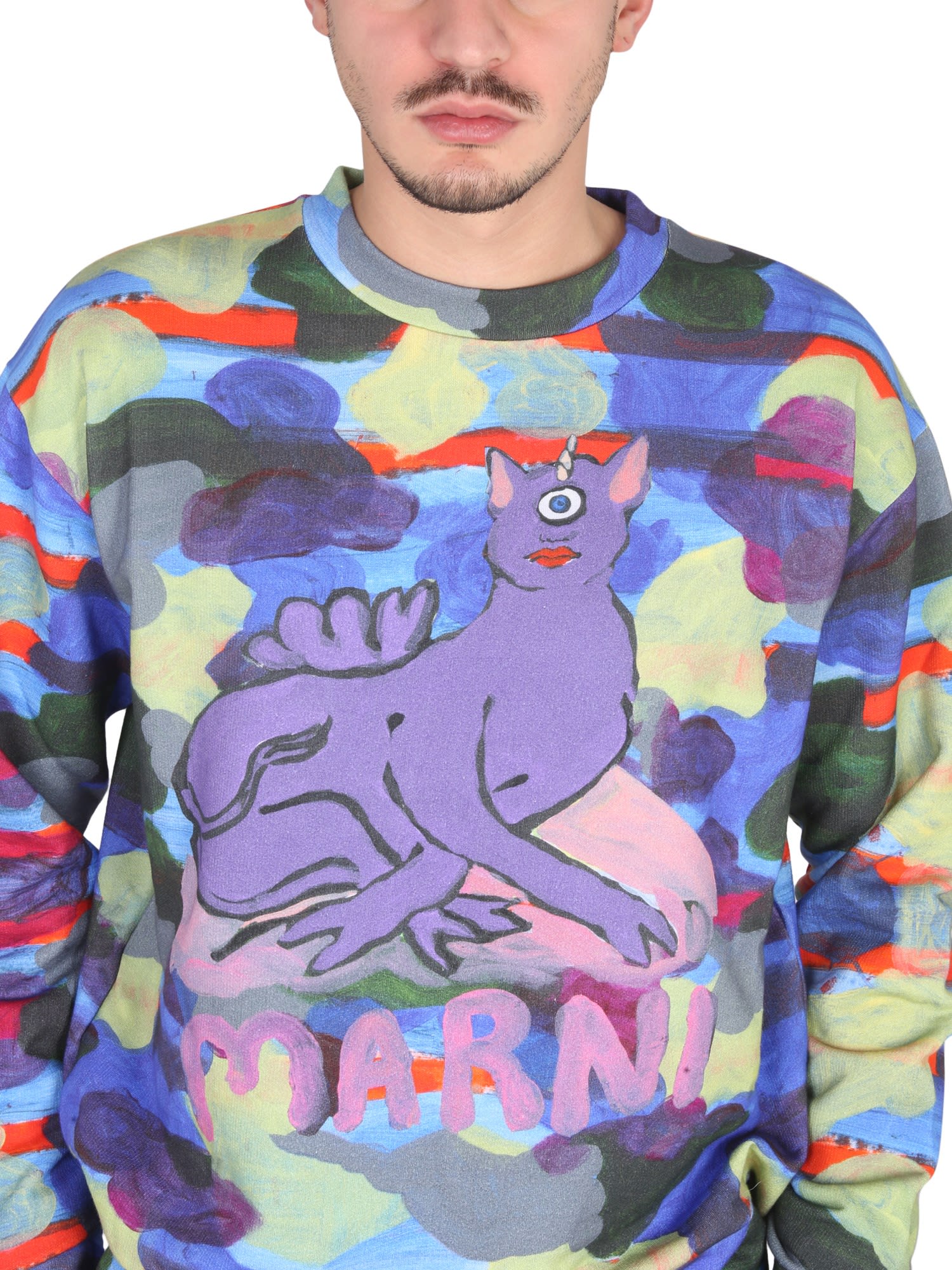 Shop Marni Crewneck Sweatshirt In Violet