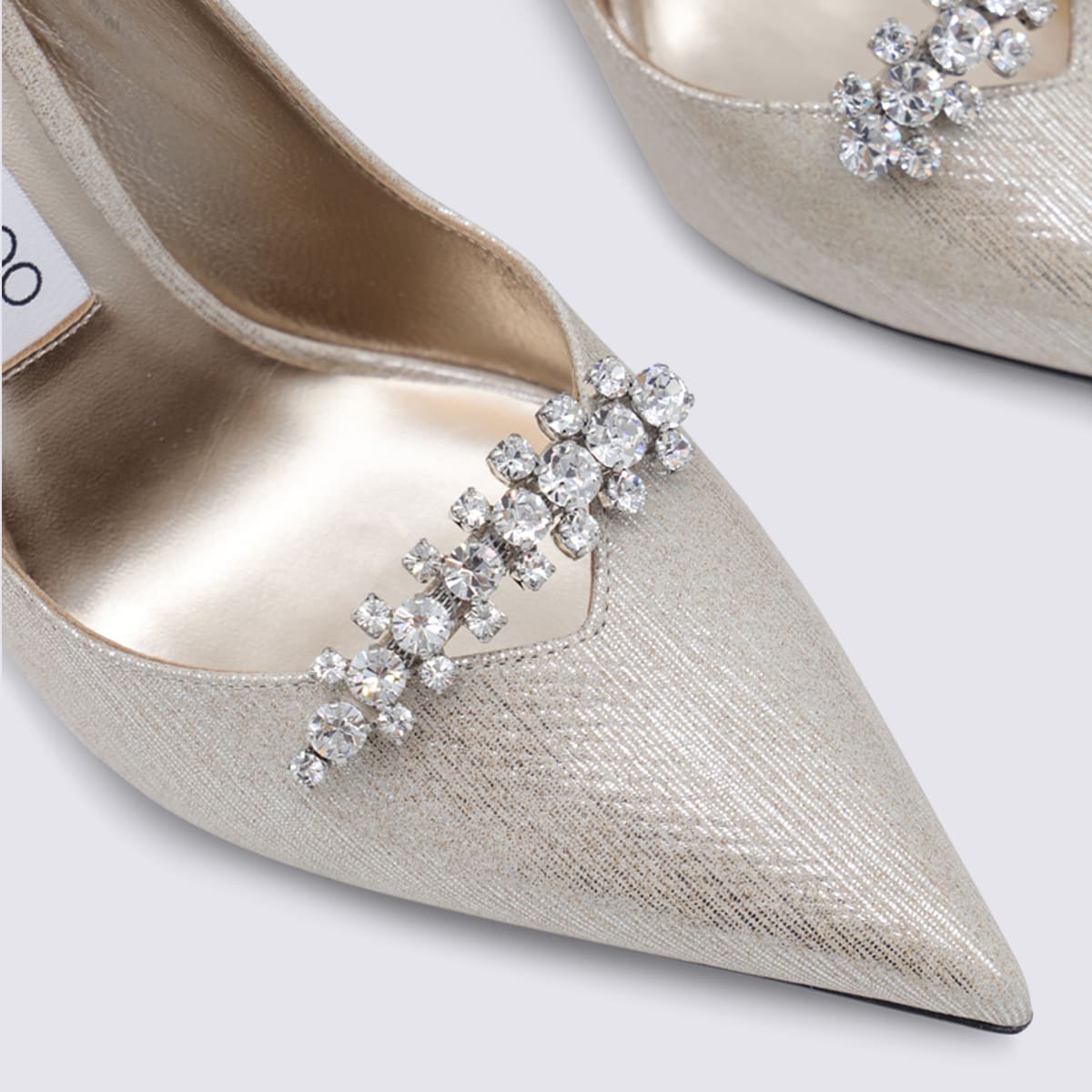 Jimmy Choo White Leather Pumps In Gold