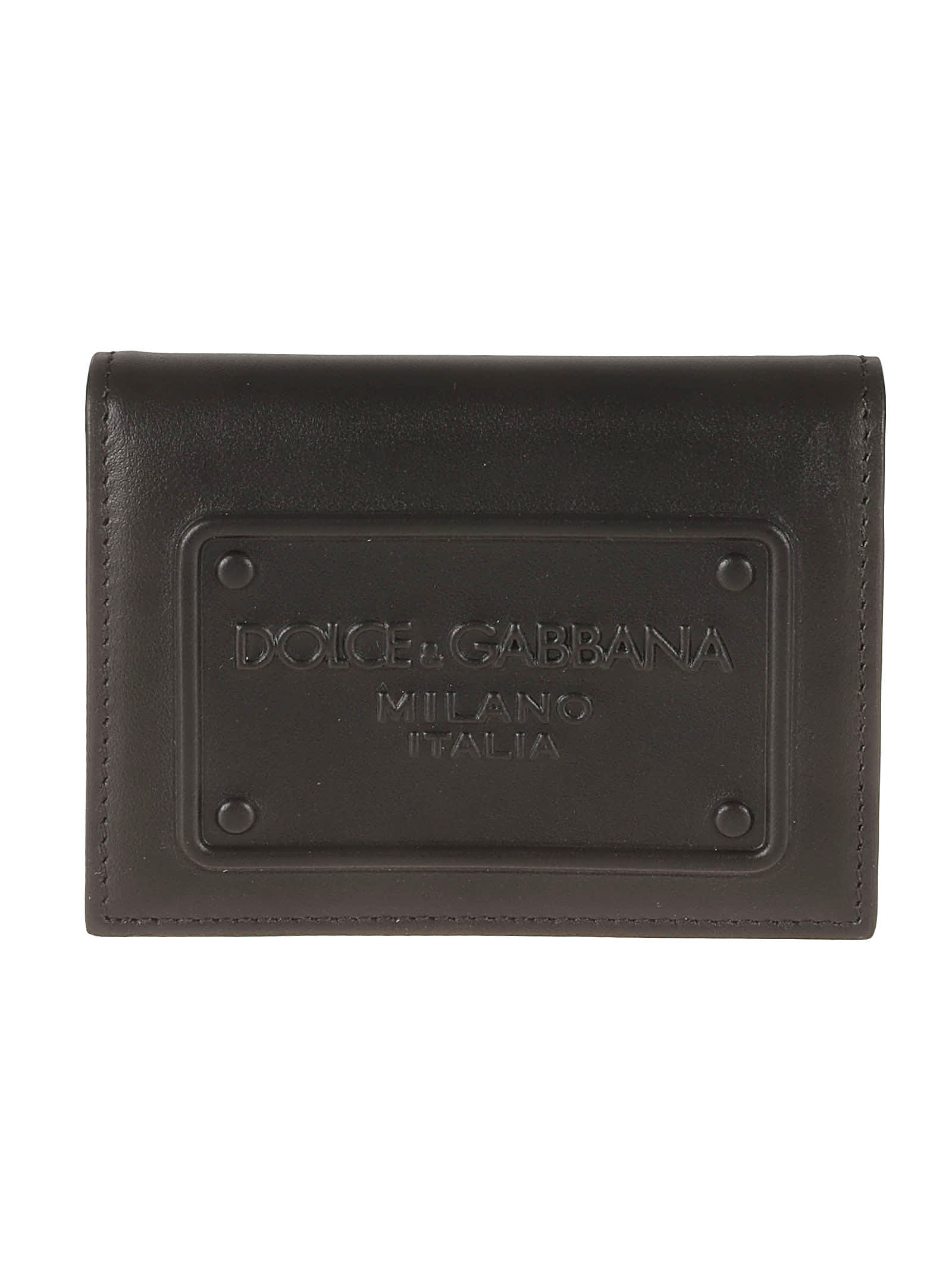 Dolce & Gabbana Embossed Plaque Logo Card Holder In Black ModeSens