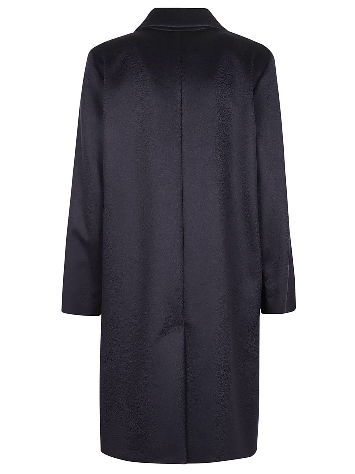 Shop Weekend Max Mara Double-breasted Long-sleeved Coat In Blu