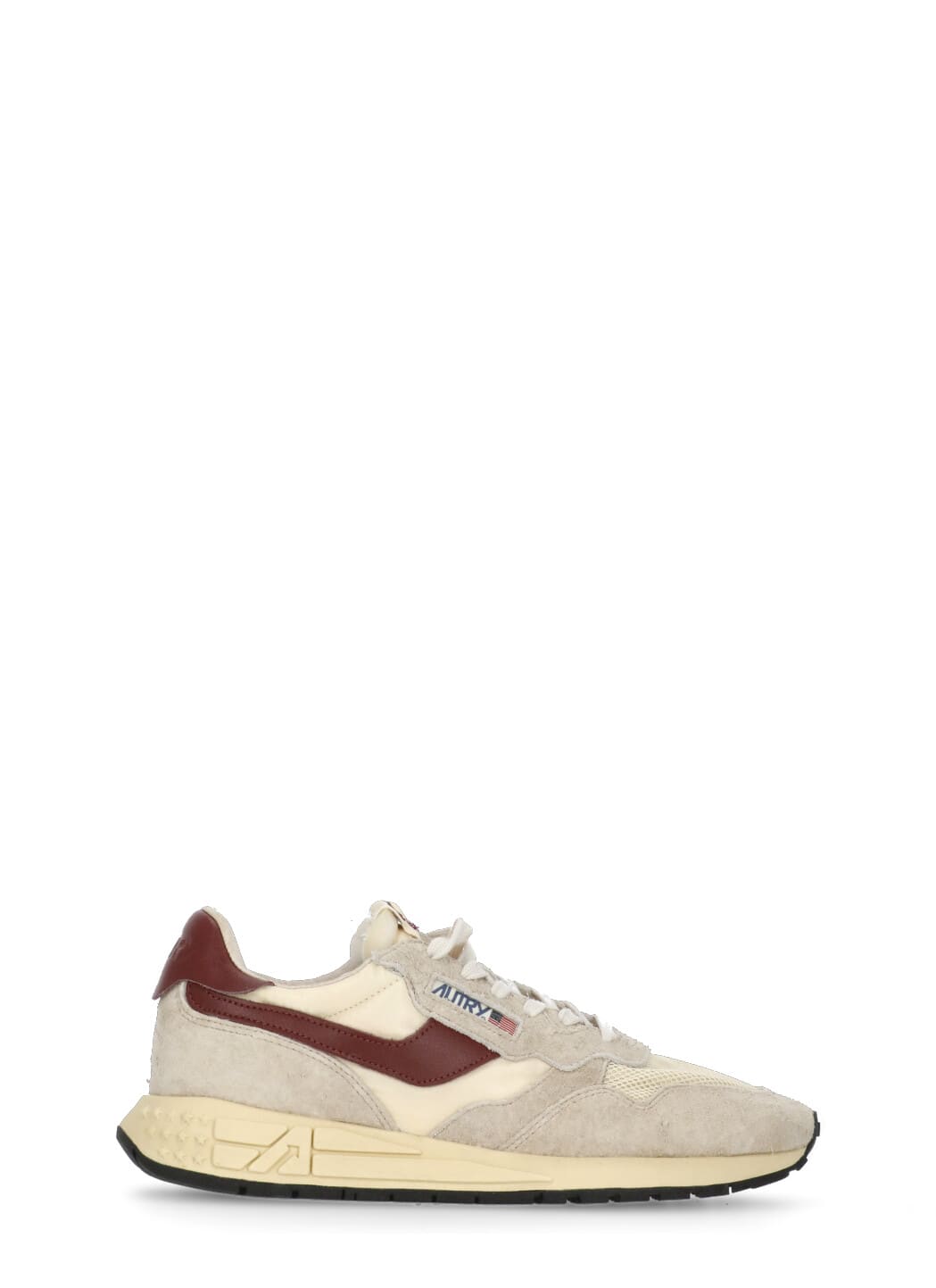Autry Low Suede Net Sneakers With Contrast Panel In Nude