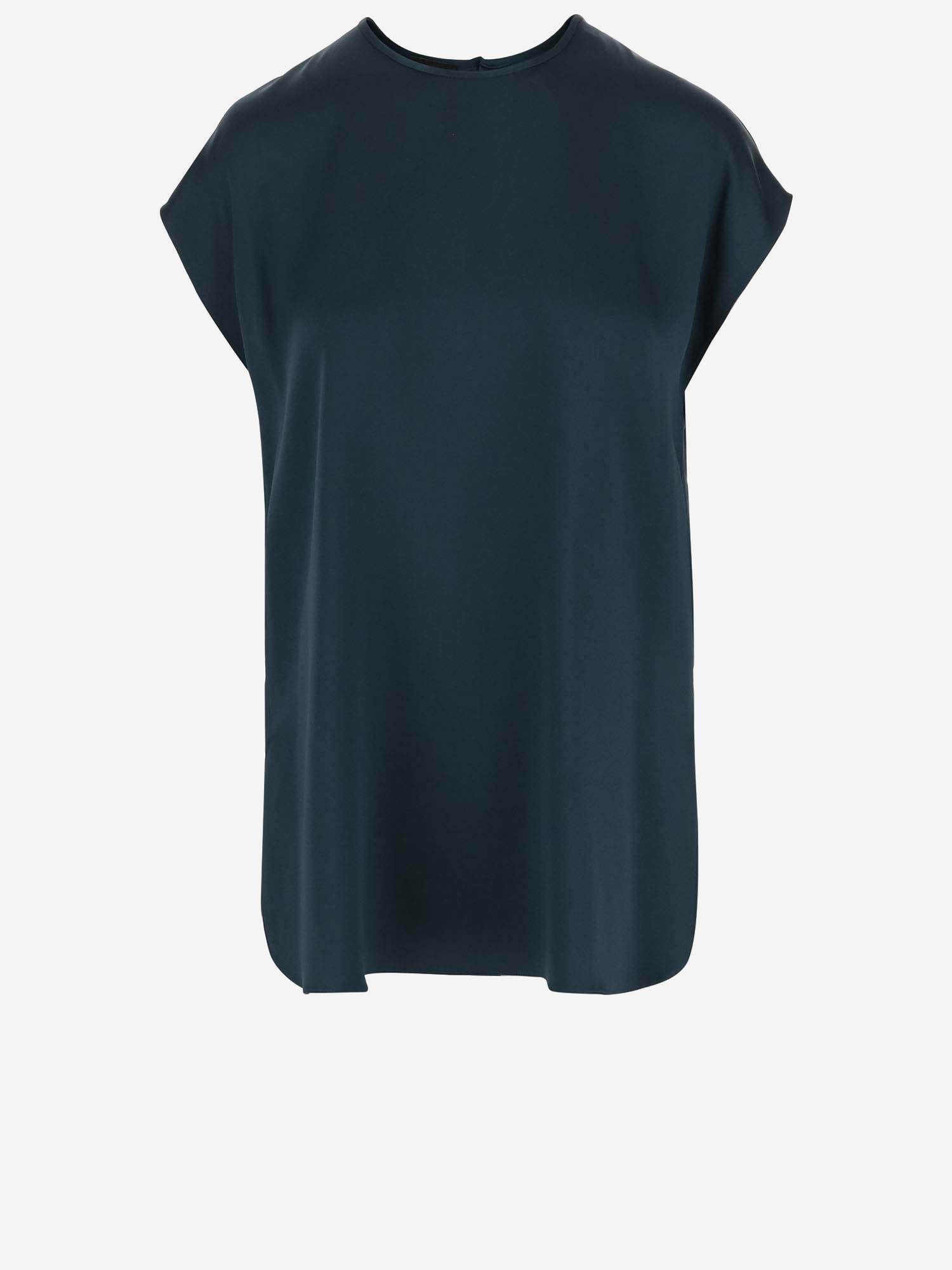 Shop Giorgio Armani Silk Tops In Verde Scuro