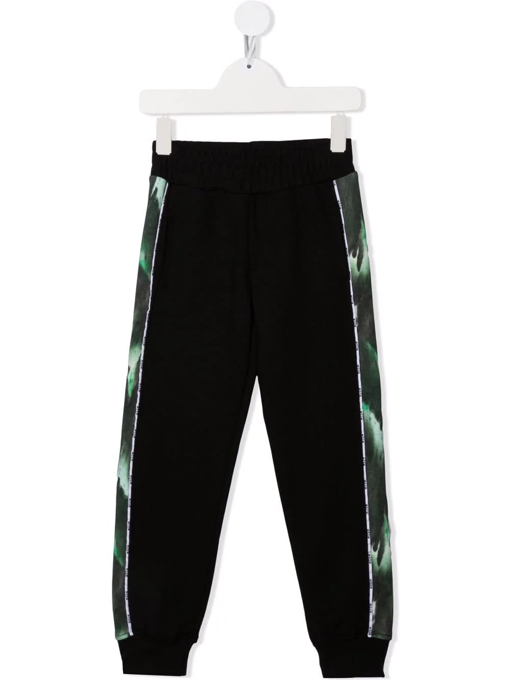 MSGM Kids Black Joggers With Printed Side Bands