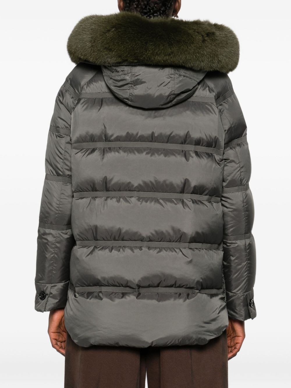 Peuterey Fur-trimmed Quilted Padded Jacket In Green