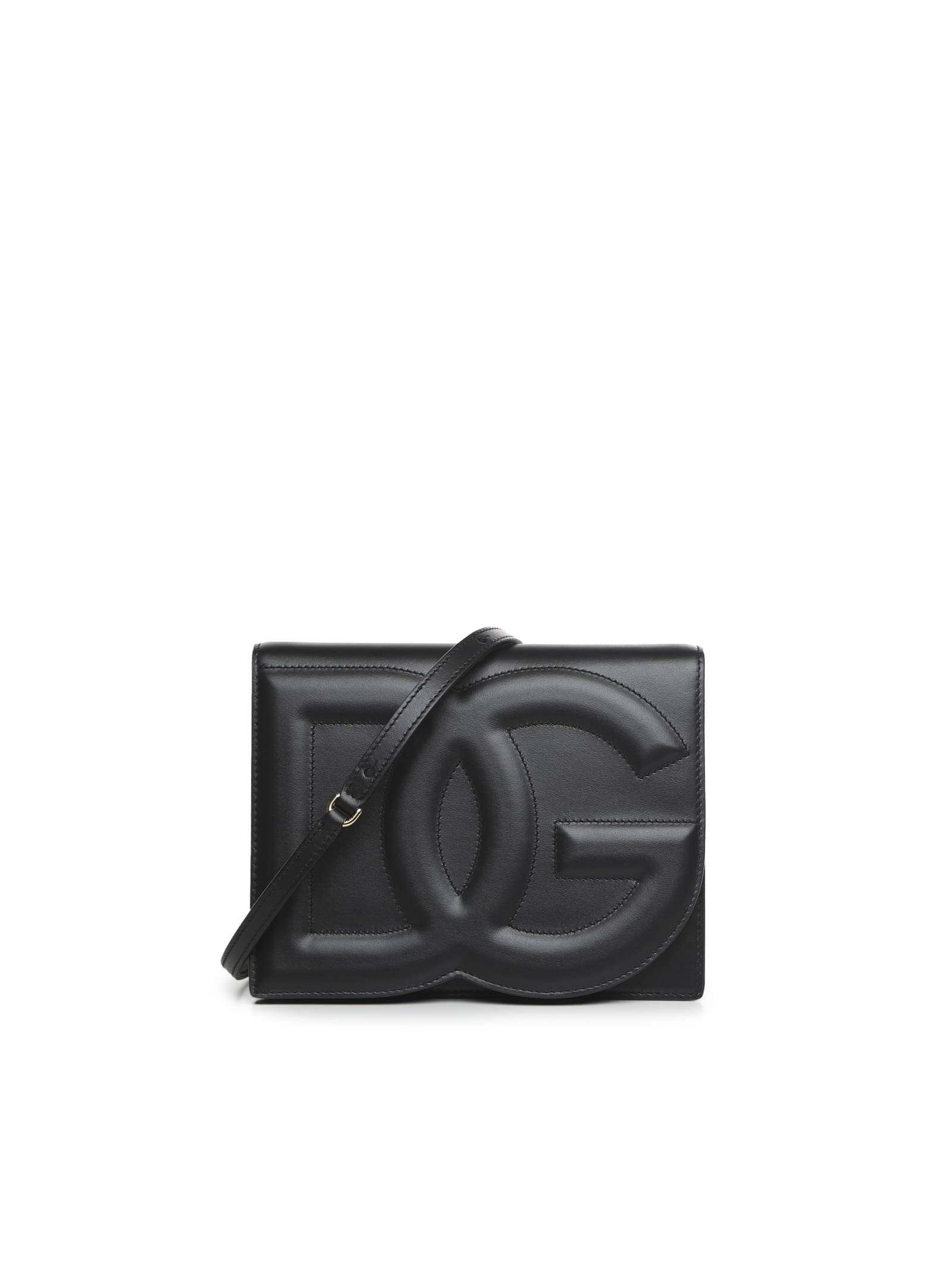 Shop Dolce & Gabbana Logo Bag Shoulder Bag In Calfskin In Black