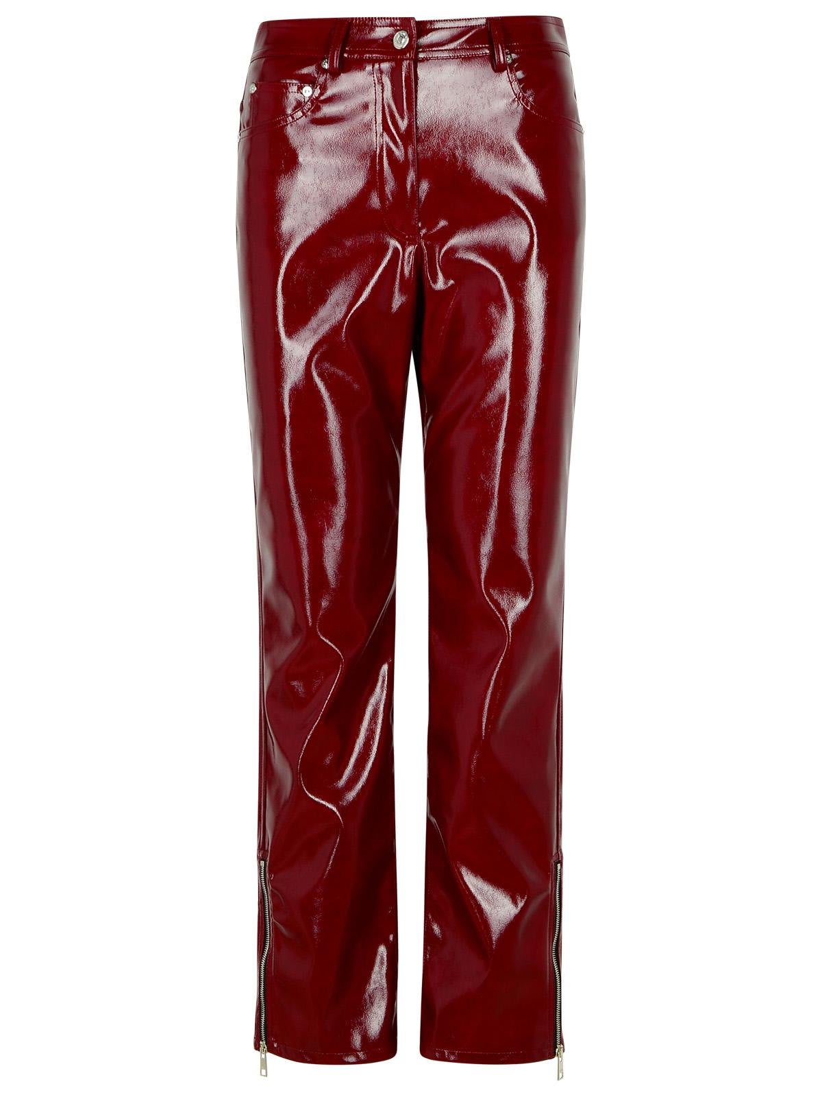 Shop Msgm High-shine Tapered Pants In Burgundy