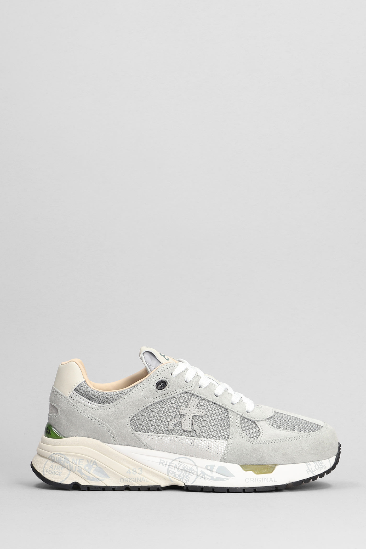 Premiata Mase Sneakers In Grey Suede And Fabric