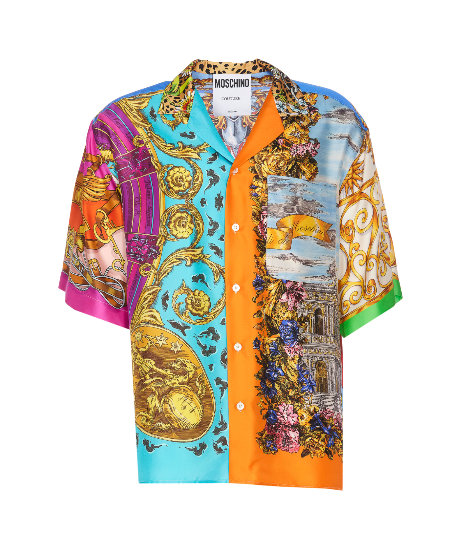 Shop Moschino Scarf Print Shirt In Multicolour