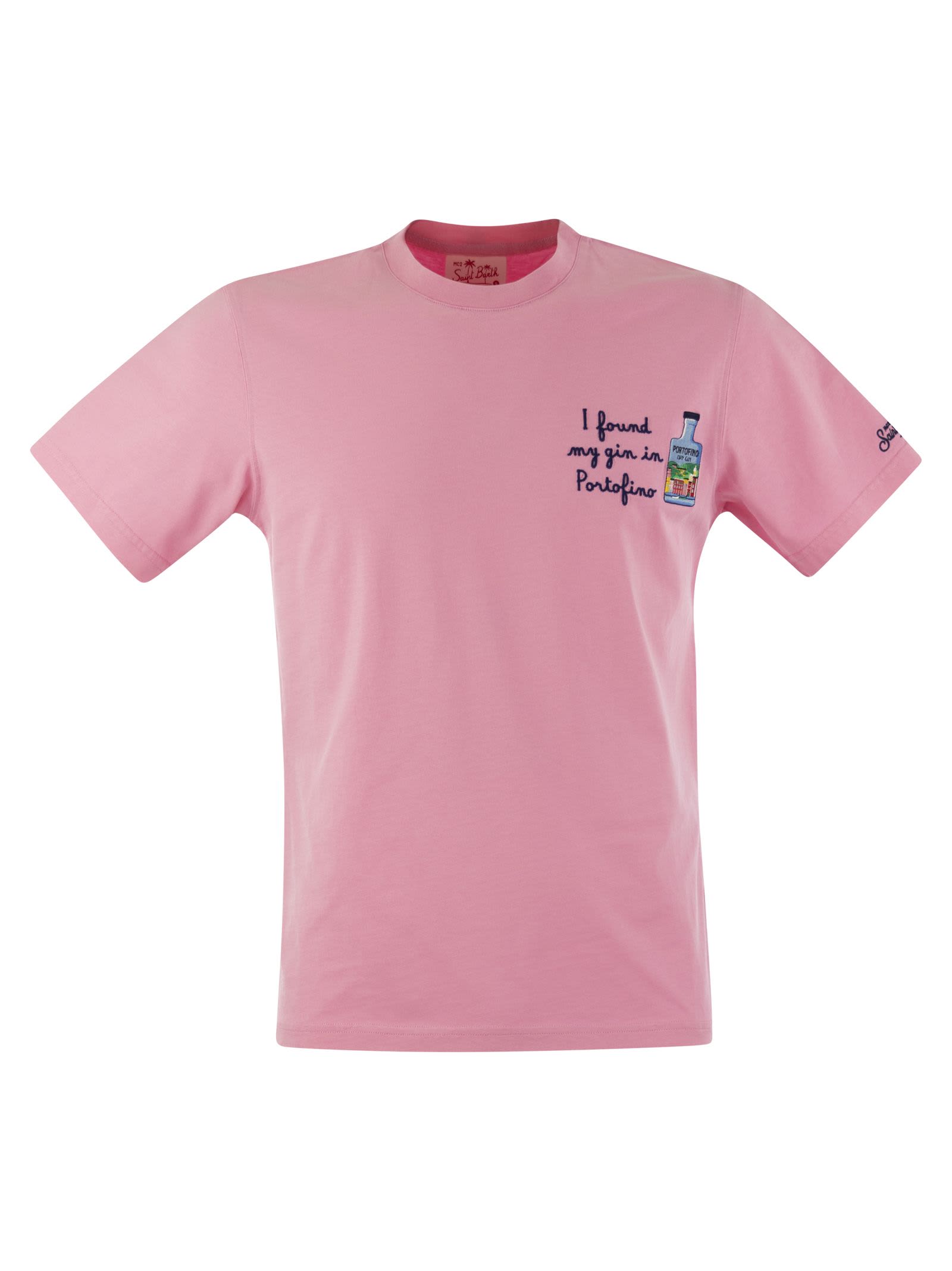 Mc2 Saint Barth T-shirt With Chest Print In Pink