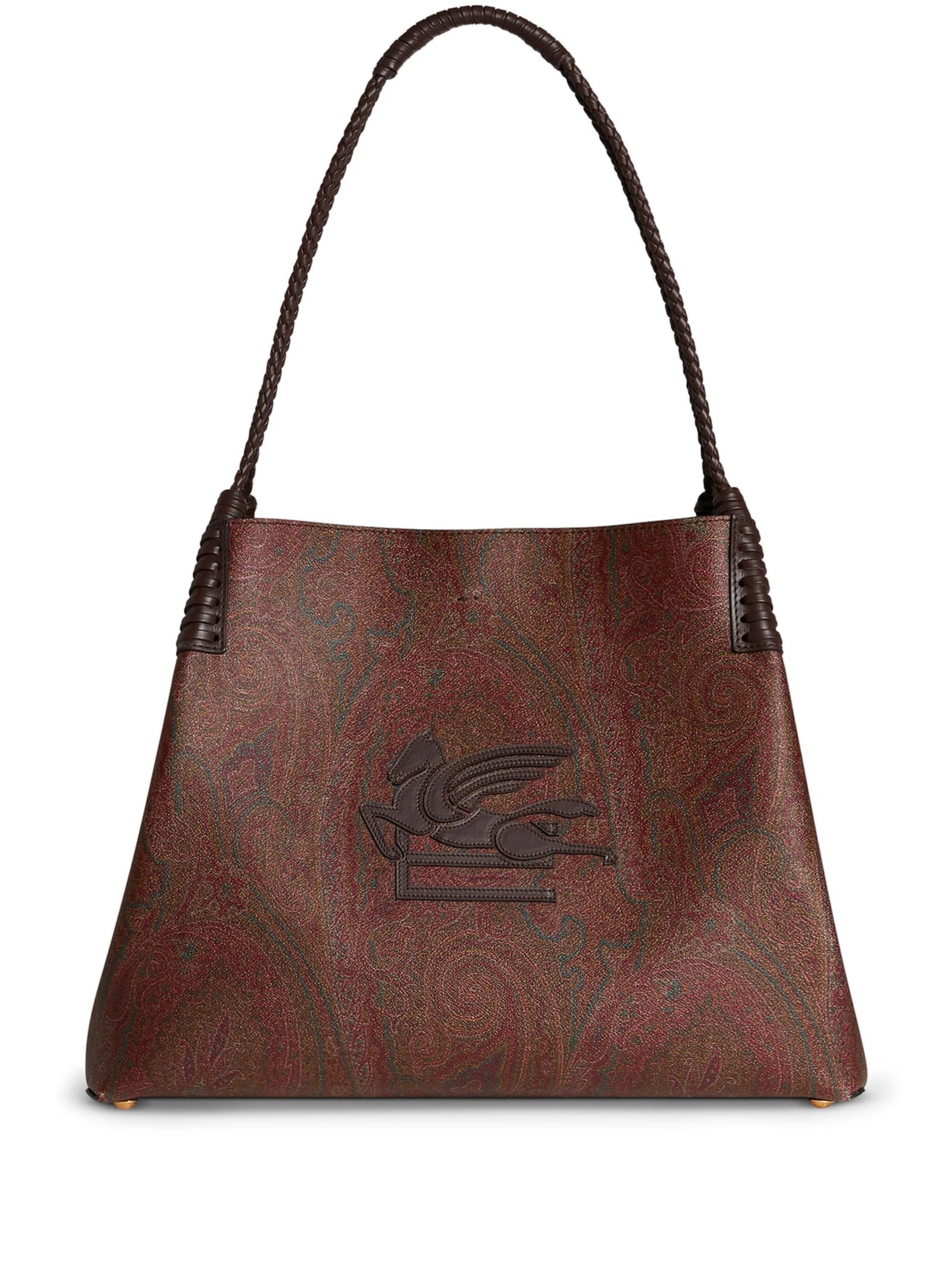 Shop Etro Brown Medium Paisley Libra Tote Bag