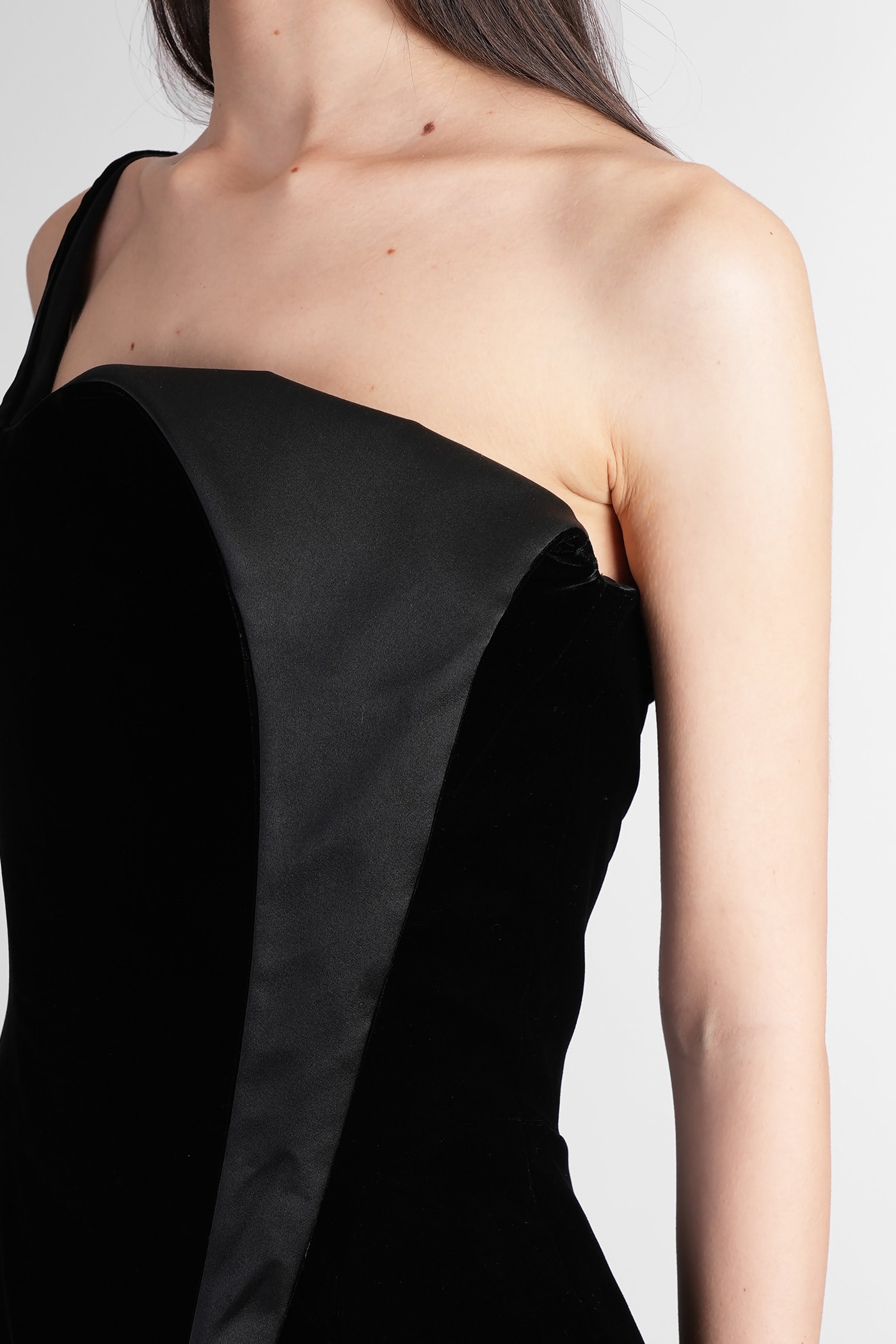 Shop Mugler Dress In Black Velvet