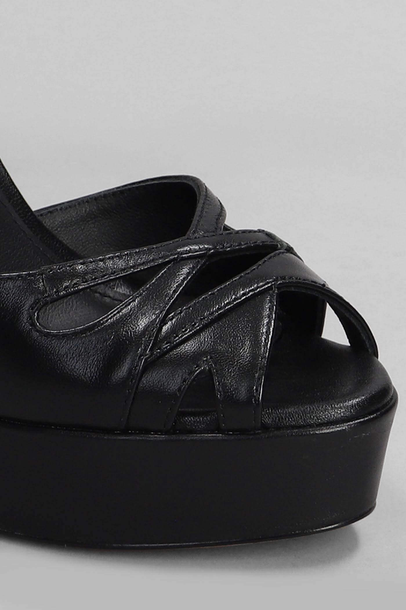 Shop Lola Cruz Beatrice 120 Sandals In Black Leather