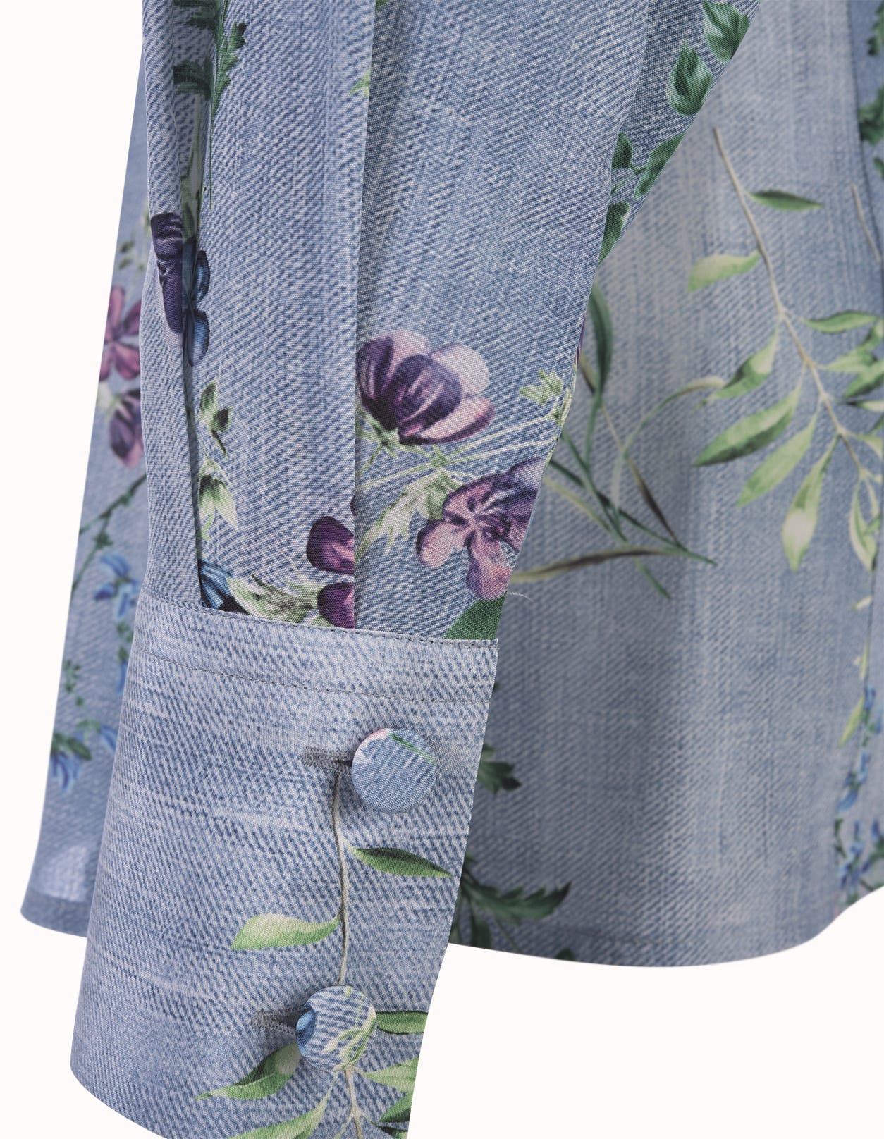 Shop Ermanno Scervino Silk Shirt With Floral Print In Blue