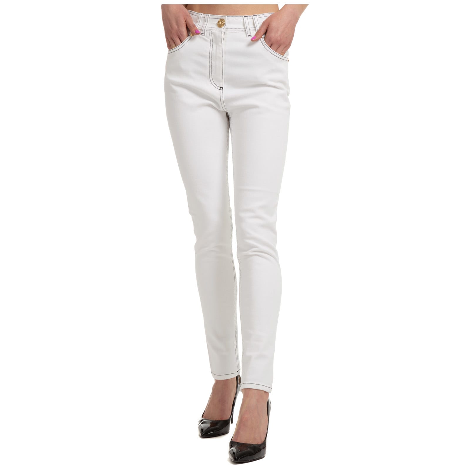 Balmain Fringe Jeans In Bianco
