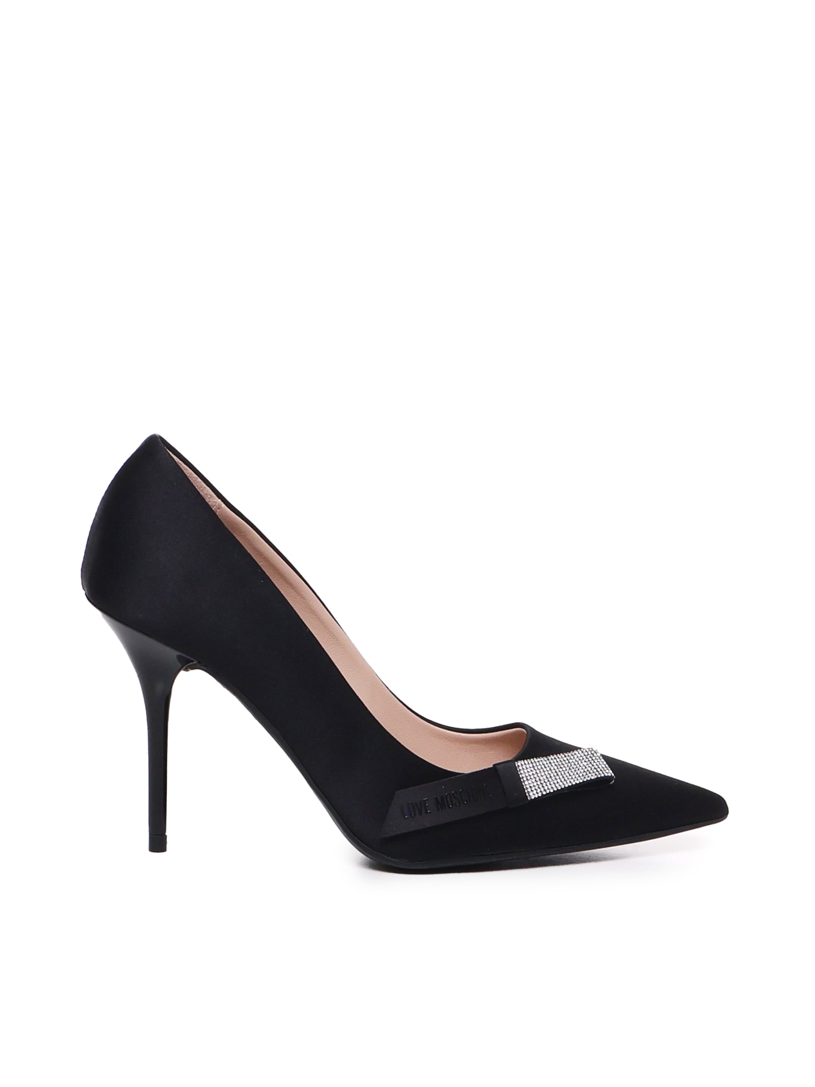 Shop Love Moschino Pumps In Satin In Black