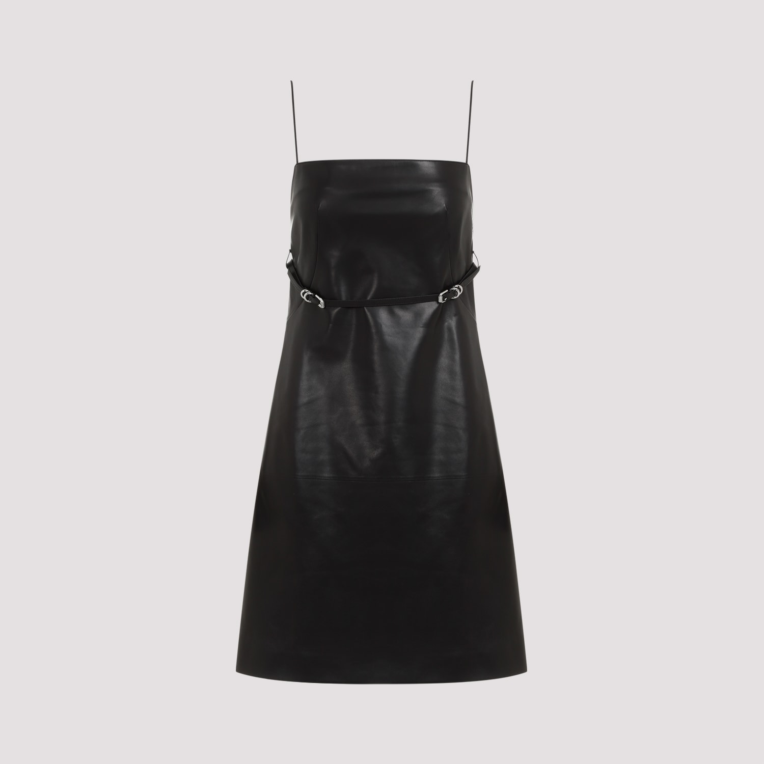 Shop Givenchy Voyou Leather Mini Dress In Black