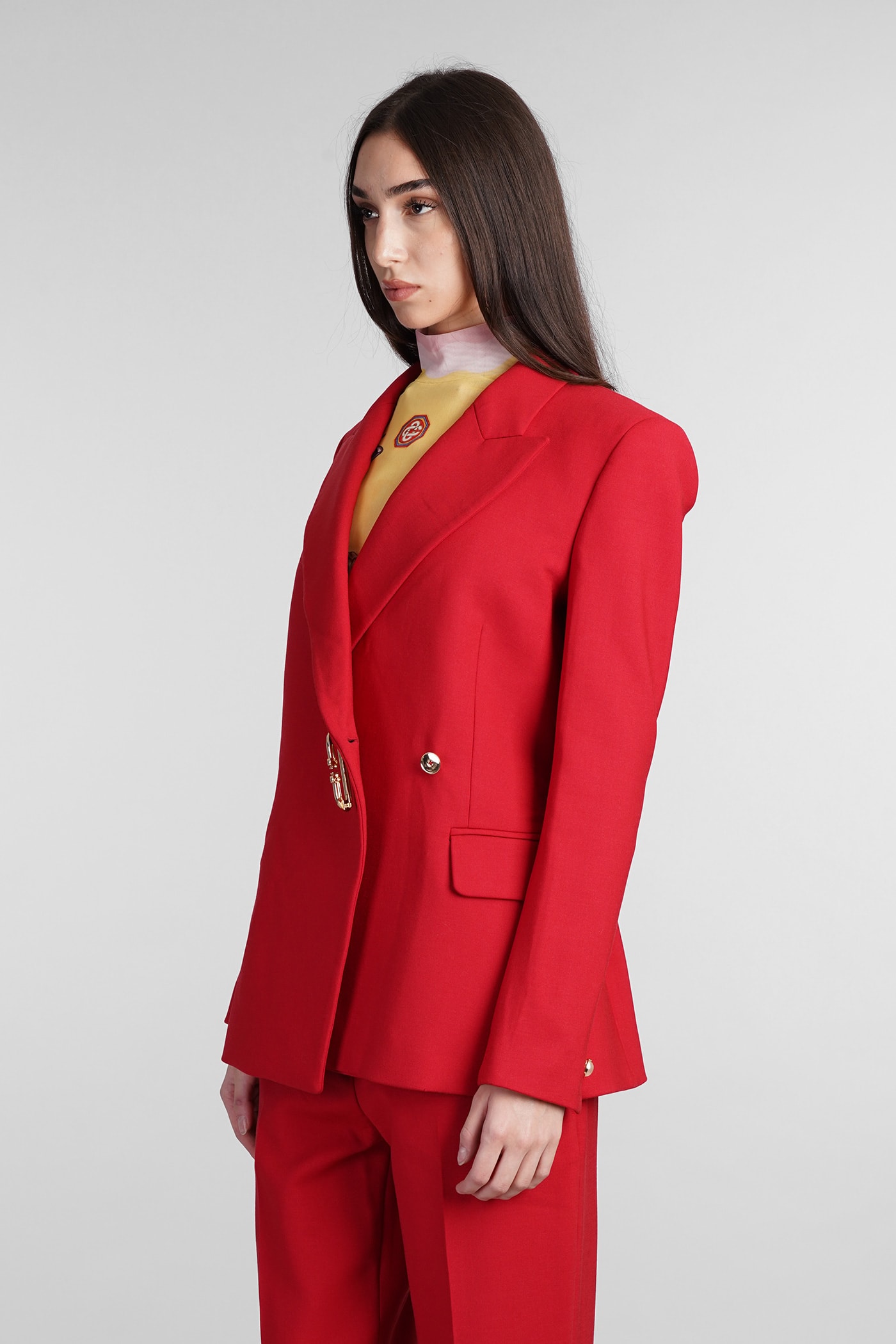 Shop Casablanca Blazer In Red Wool