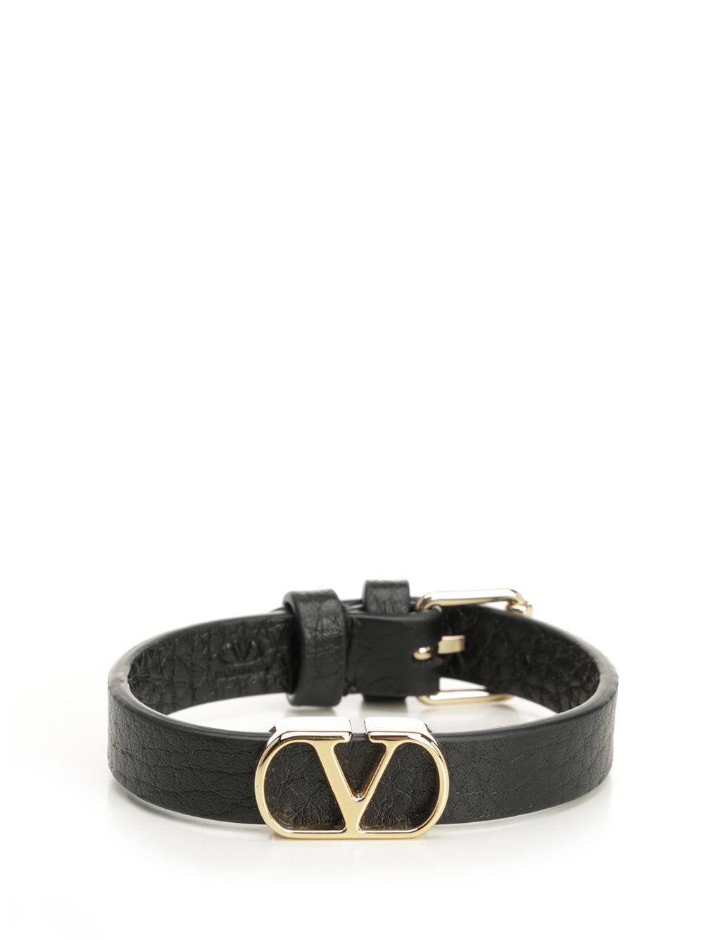 Valentino Garavani Vlogo Signature Leather Bracelet Jewelry Black