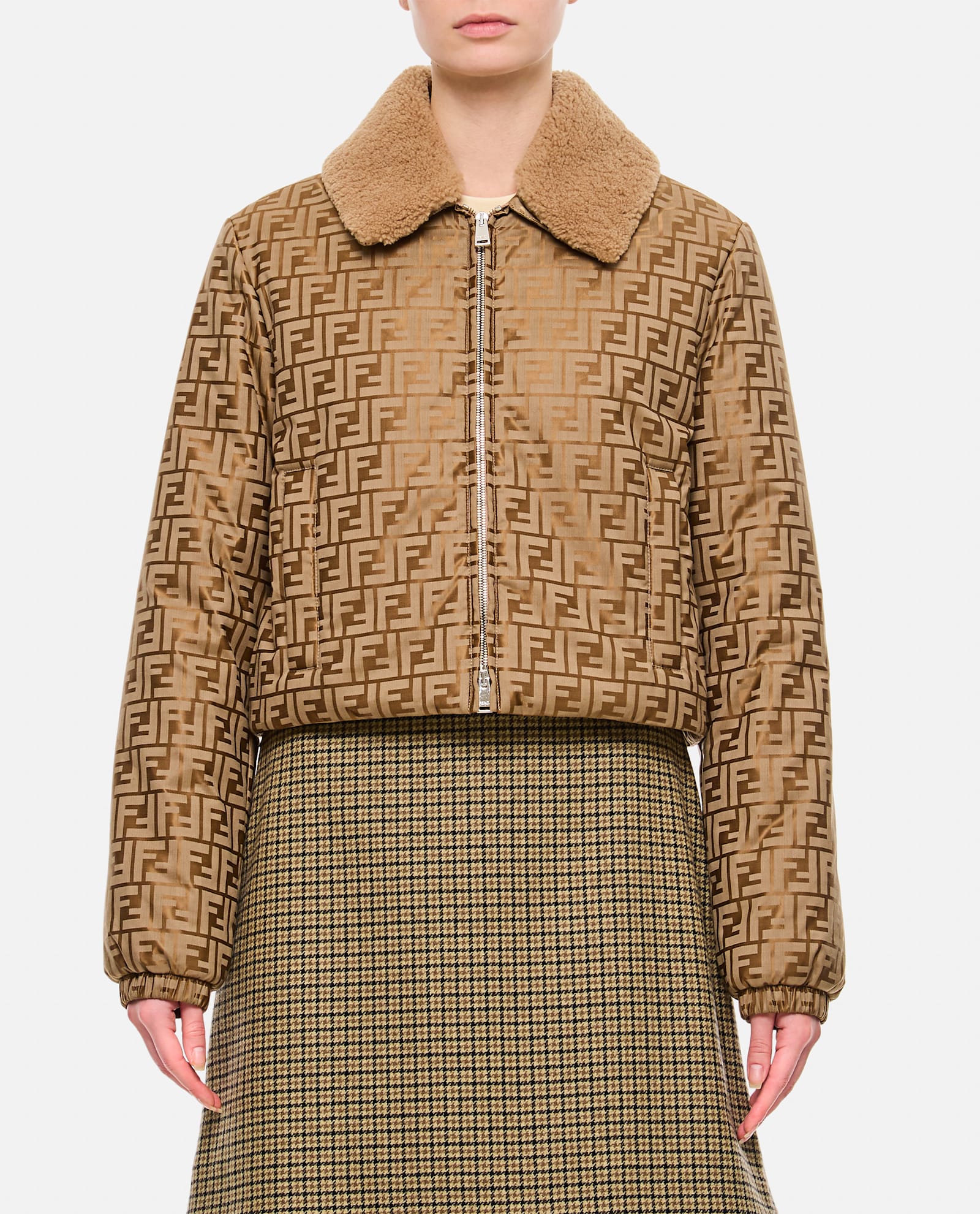 Fendi Front Zipped Ff Jacquard Jacket