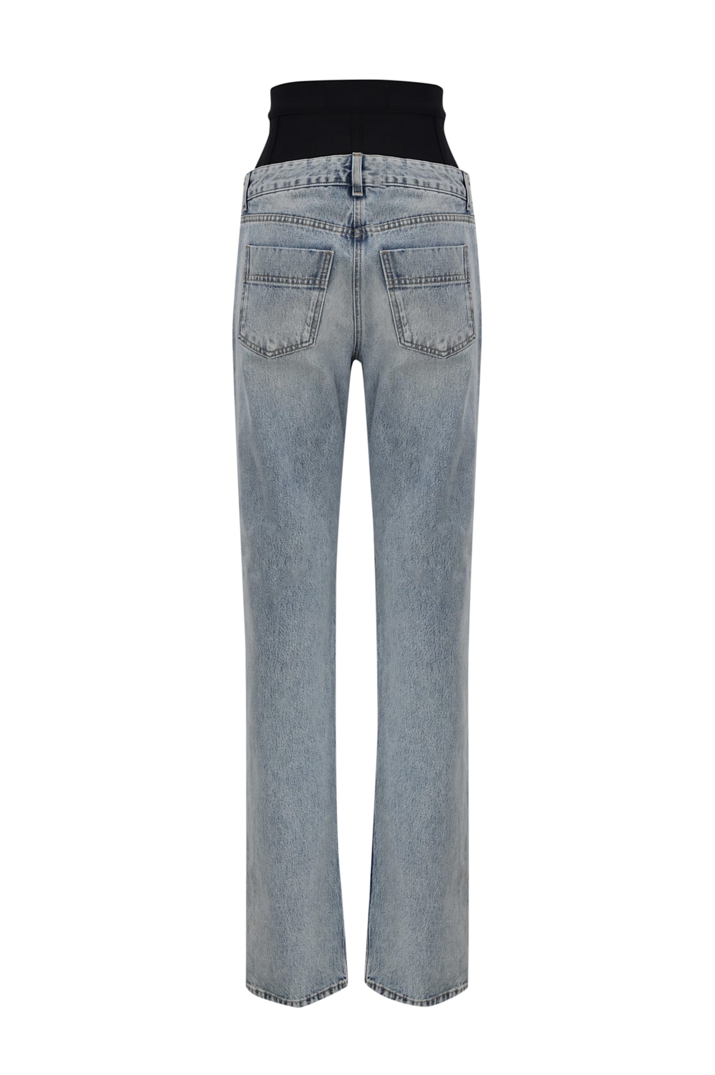 Shop Elisabetta Franchi Straight Jeans With Corset In Light Denim