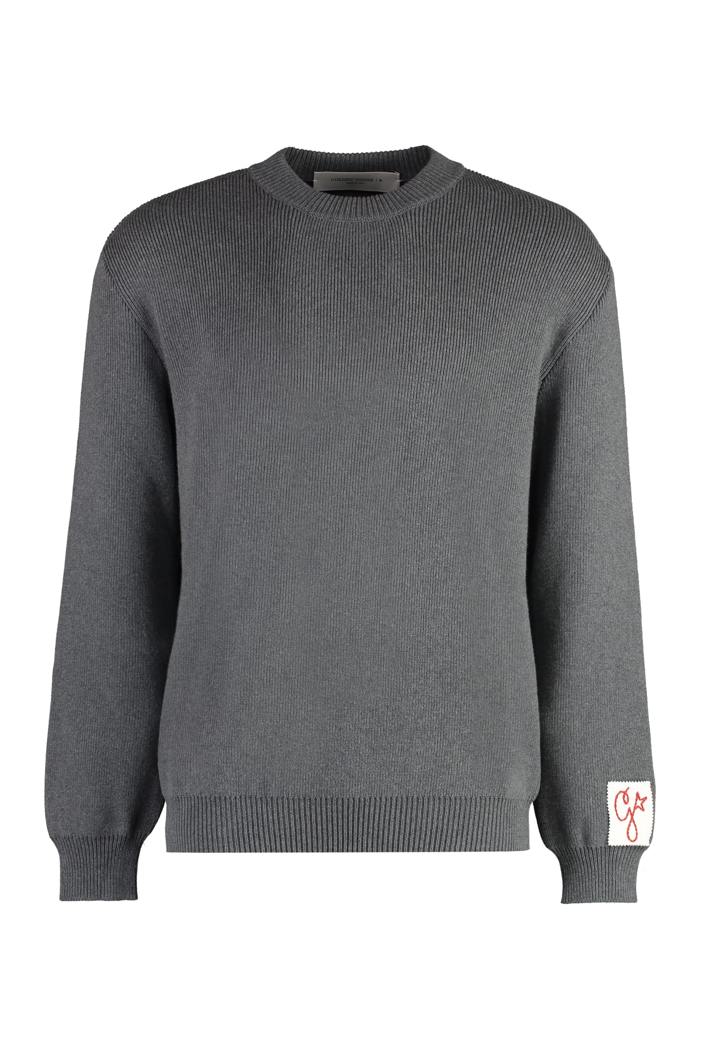 Shop Golden Goose Davis Cotton Crew-neck Sweater In Grey