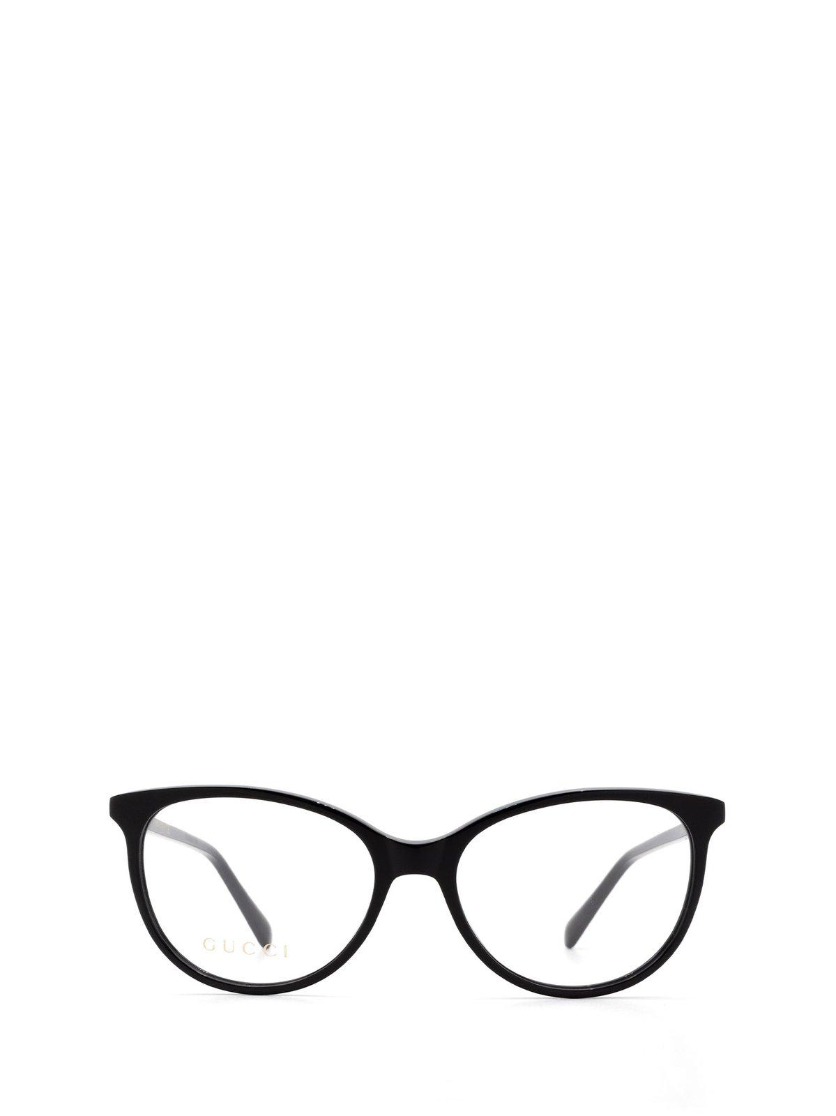 Shop Gucci Cat Eye Frame Glasses In Black-black-transparent