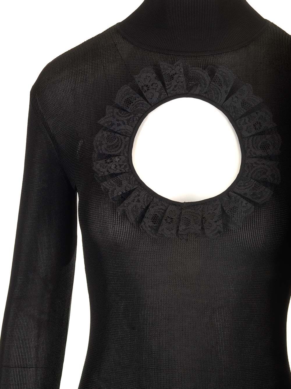 Self-portrait X Christopher Kane Lace-trimmed Cutout Bodysuit In Black