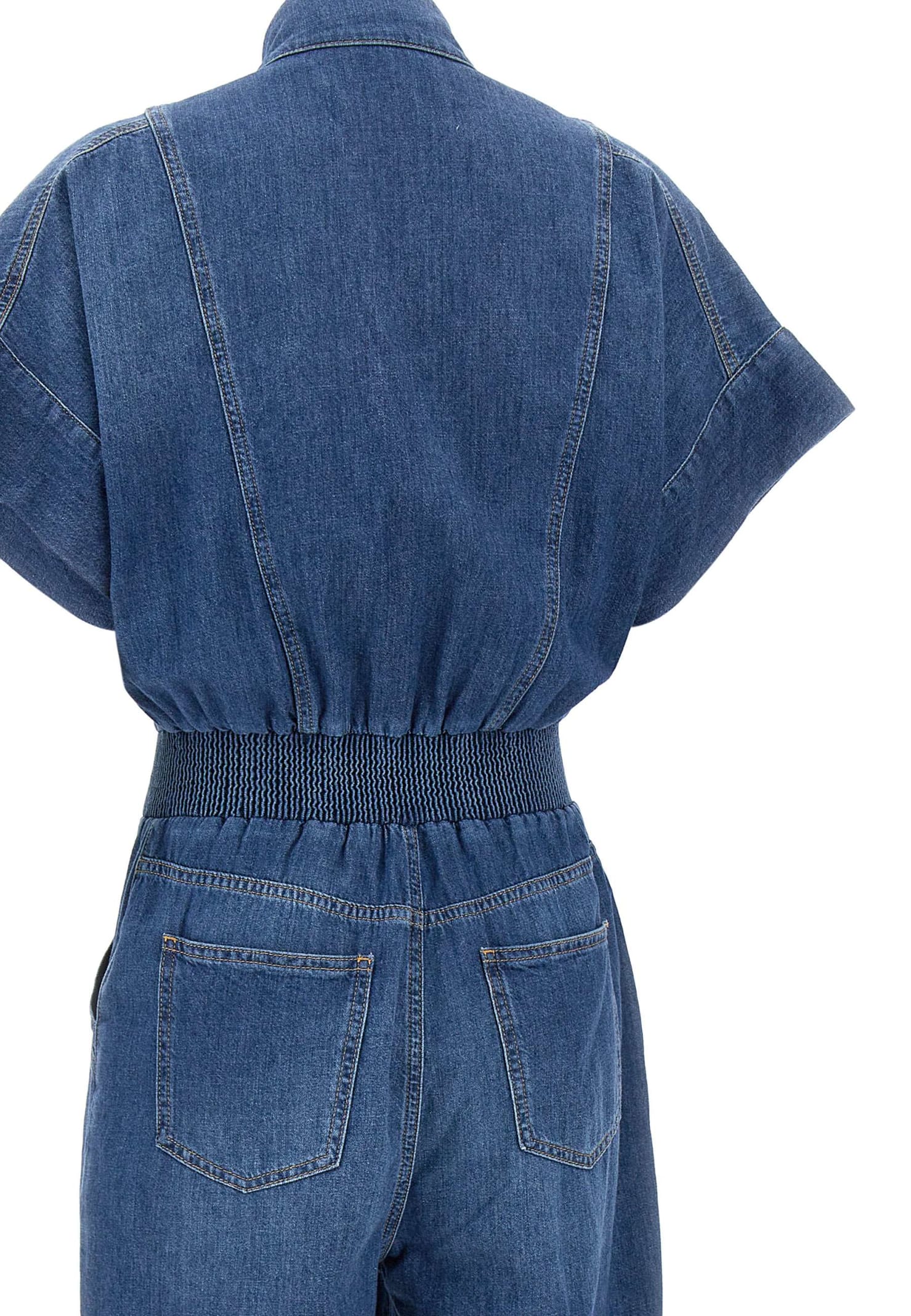 Shop Elisabetta Franchi Cotton Jumpsuit In Blue