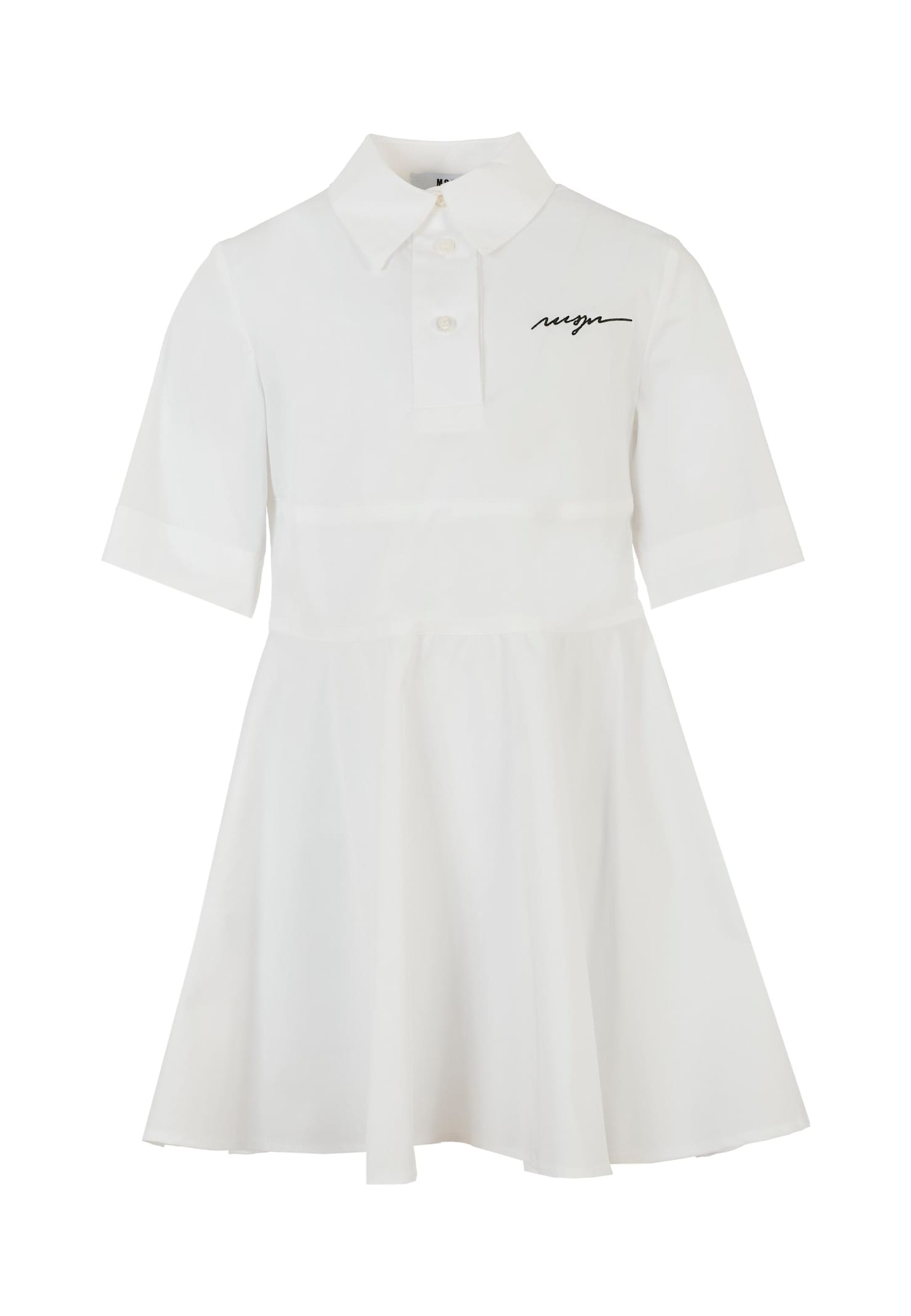 Msgm Kids' White Dress For Girl With Logo
