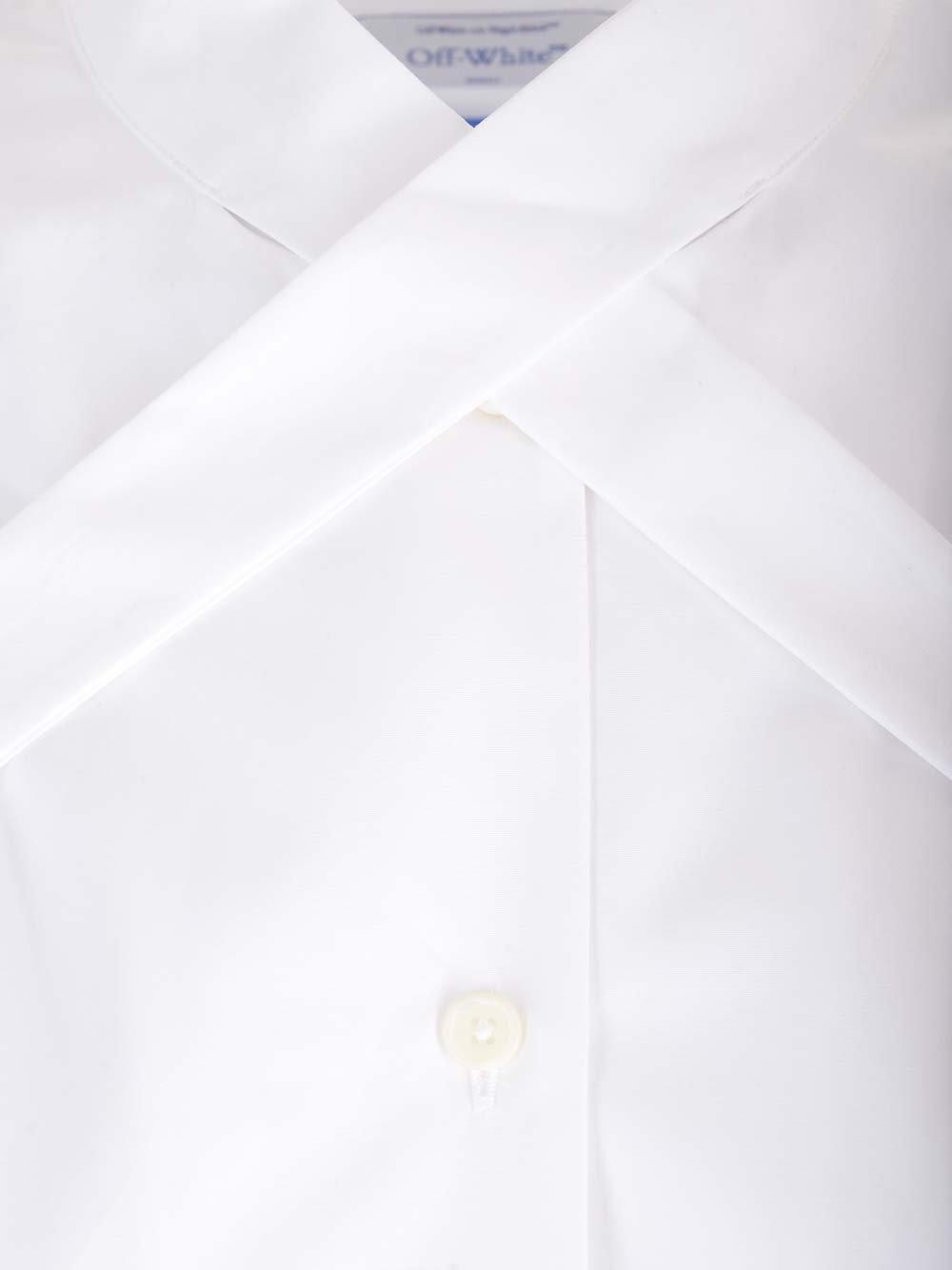 Shop Off-white Cross-collar Curved Hem Shirt In White