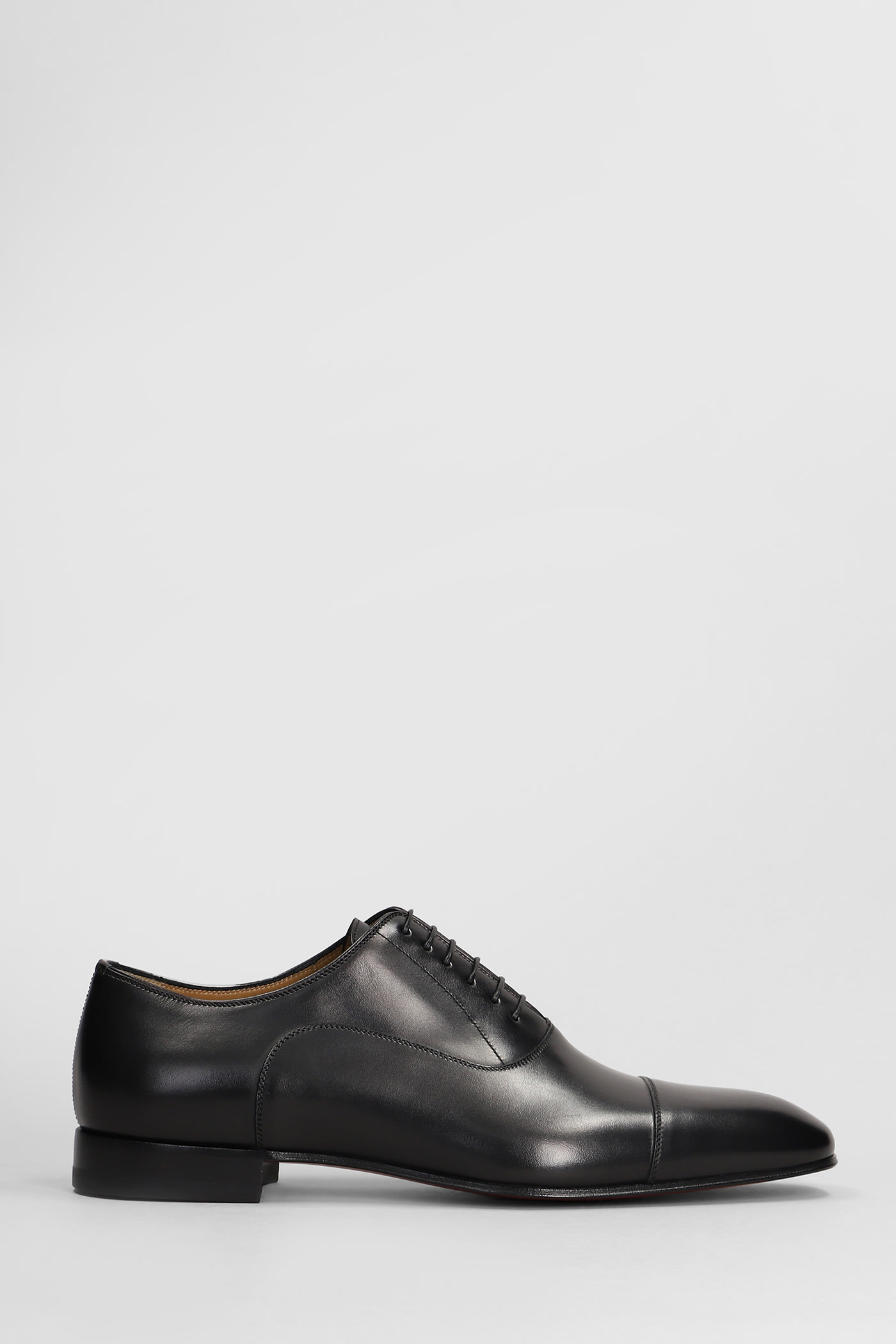 Christian Louboutin Greggo Lace Up Shoes In Black Leather In Black