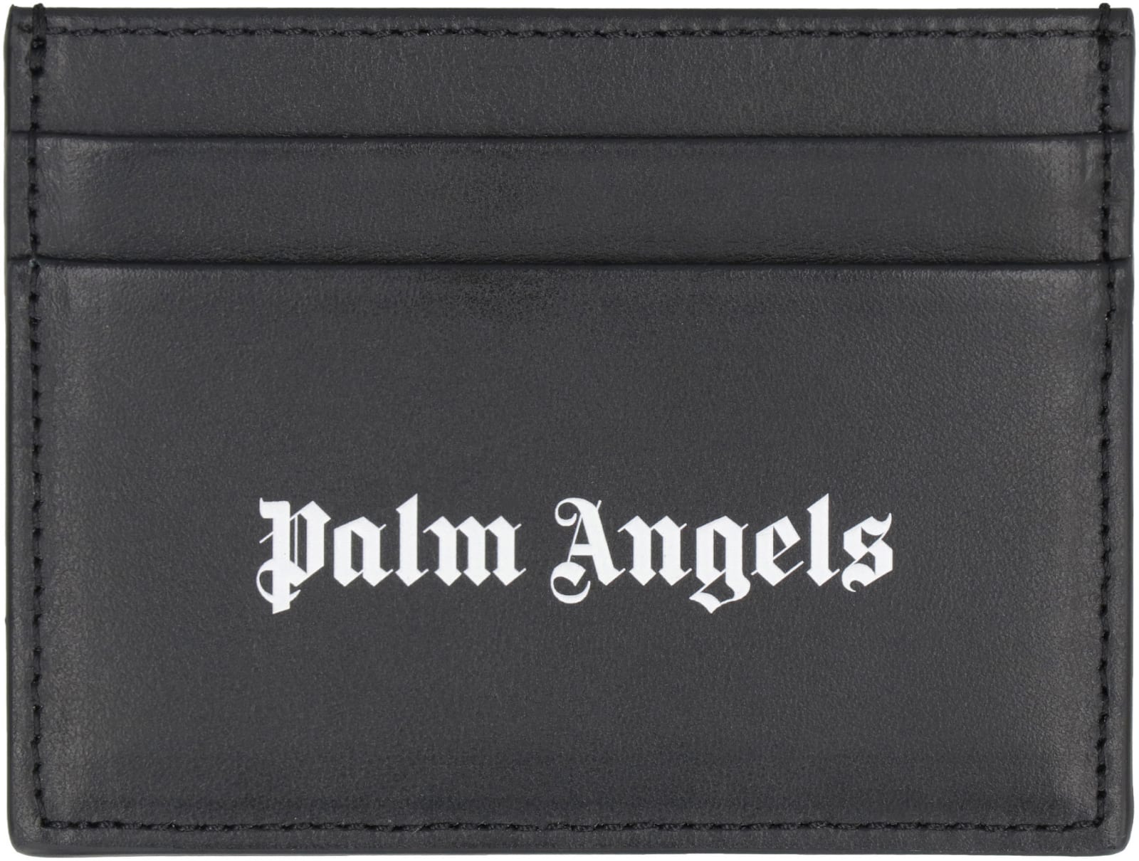 Shop Palm Angels Leather Card Holder In Black