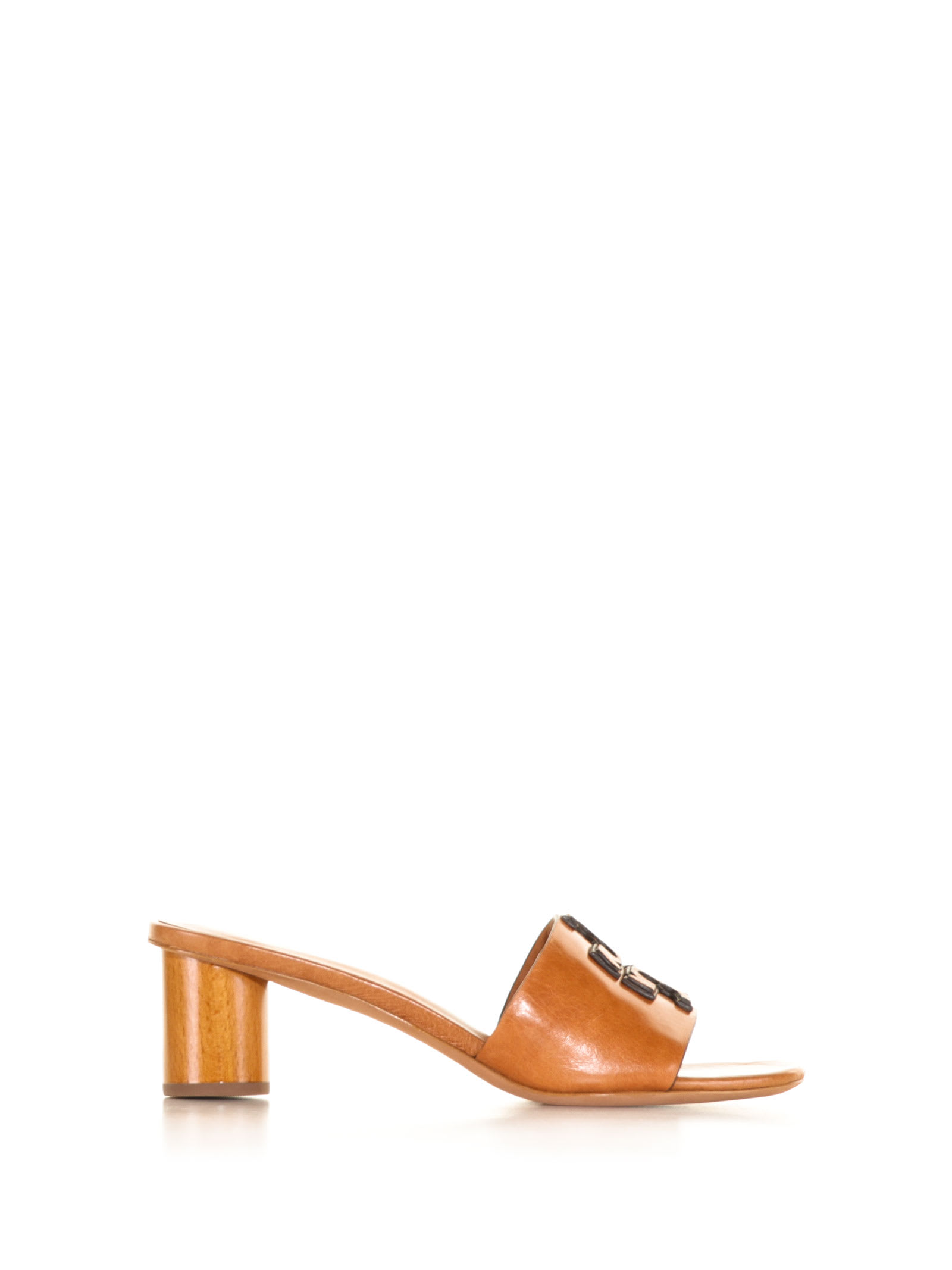Tory Burch Ines Leather Logo Mule Sandals In Tan