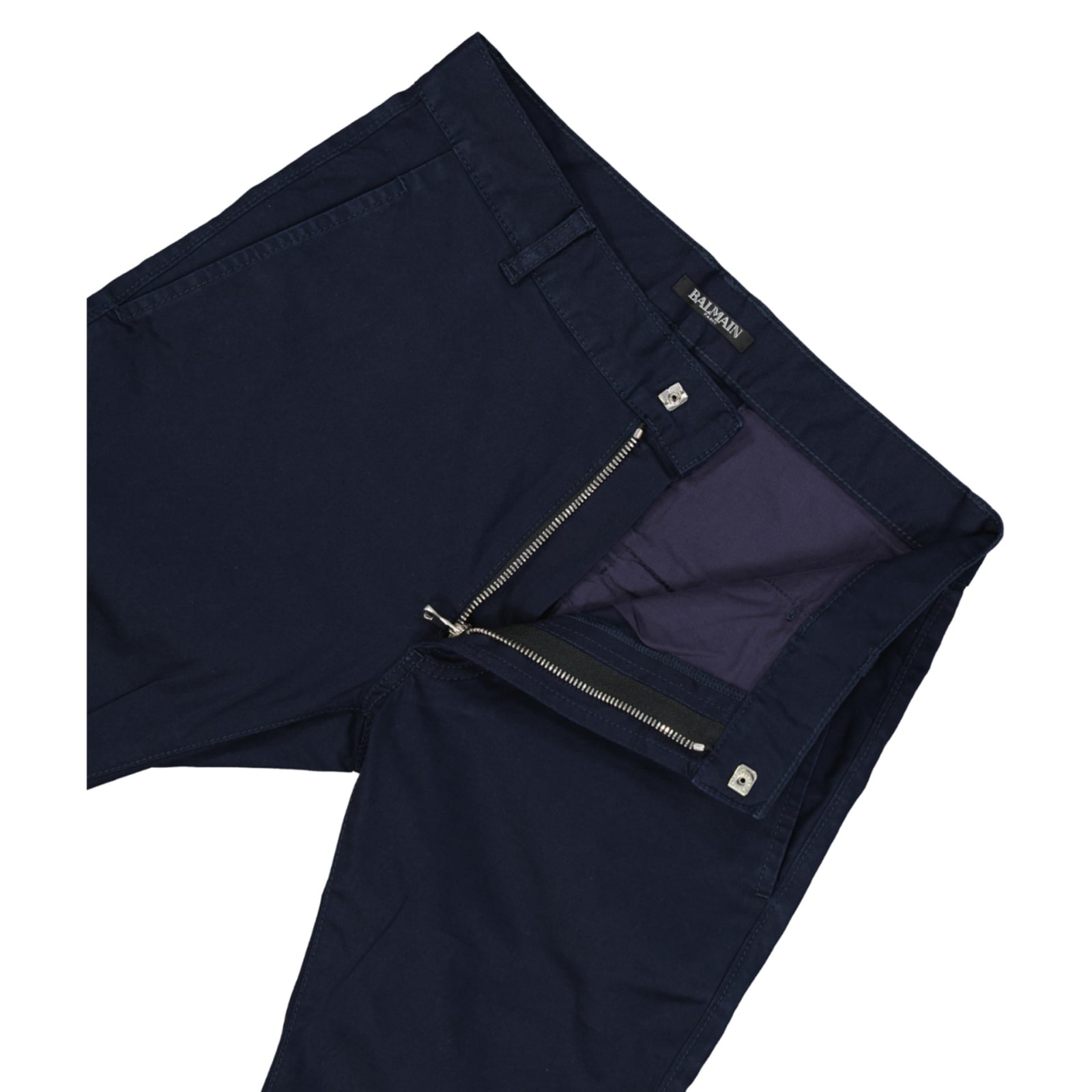 Shop Balmain Slim Cotton Pants In Blue